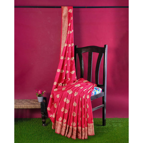 Ta la hi Collections Women's Dola Silk Saree for Women with Unstitched running Blouse -Red/Talahi Collections
