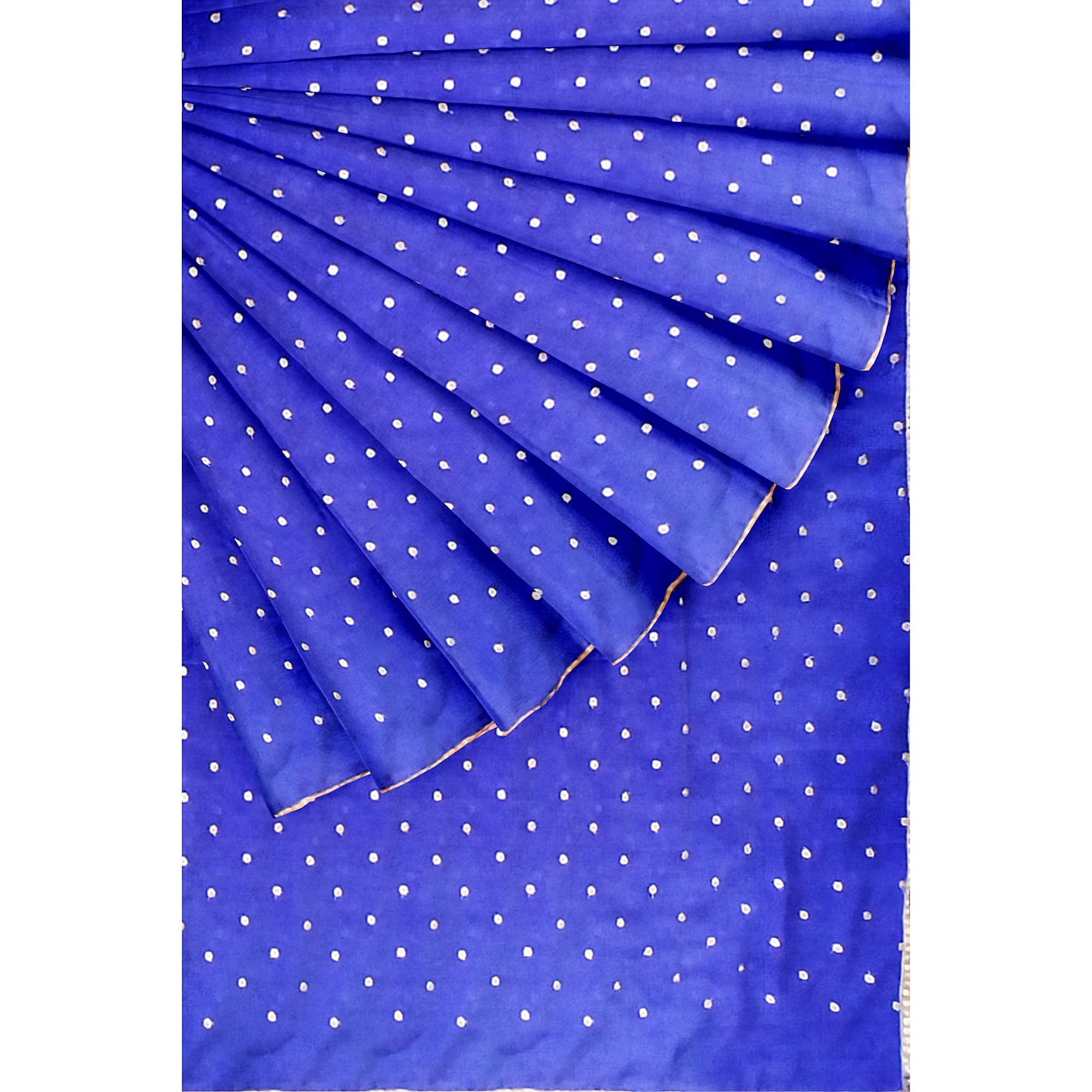 Ta la hi Collections - Elegant Crepe Silk Polka dot Saree for Women with running Blouse Piece- Blue/Talahi Collections