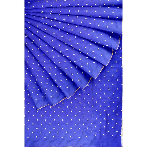 Ta la hi Collections - Elegant Crepe Silk Polka dot Saree for Women with running Blouse Piece- Blue/Talahi Collections