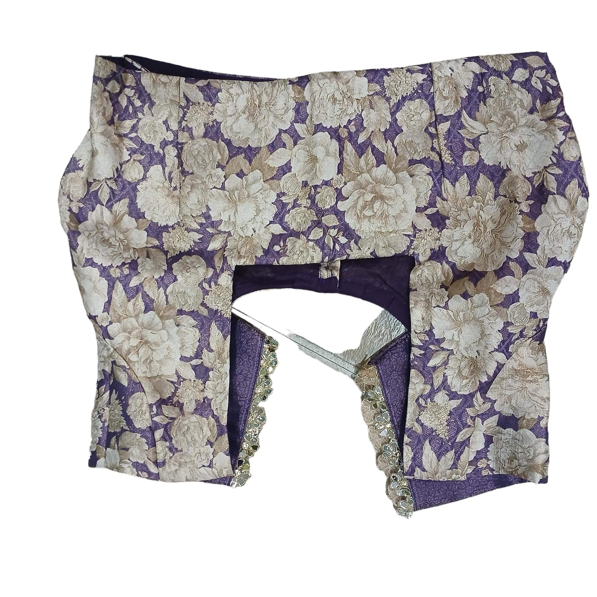 Ta la hi Collections- Elegant Crepe silk with golden lace and Stitched Blouse- Purple/Talahi Collections