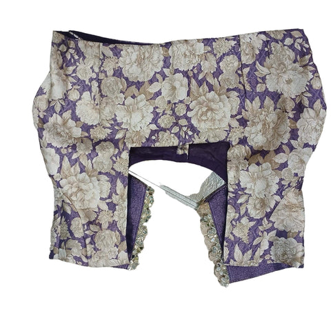 Ta la hi Collections- Elegant Crepe silk with golden lace and Stitched Blouse- Purple/Talahi Collections