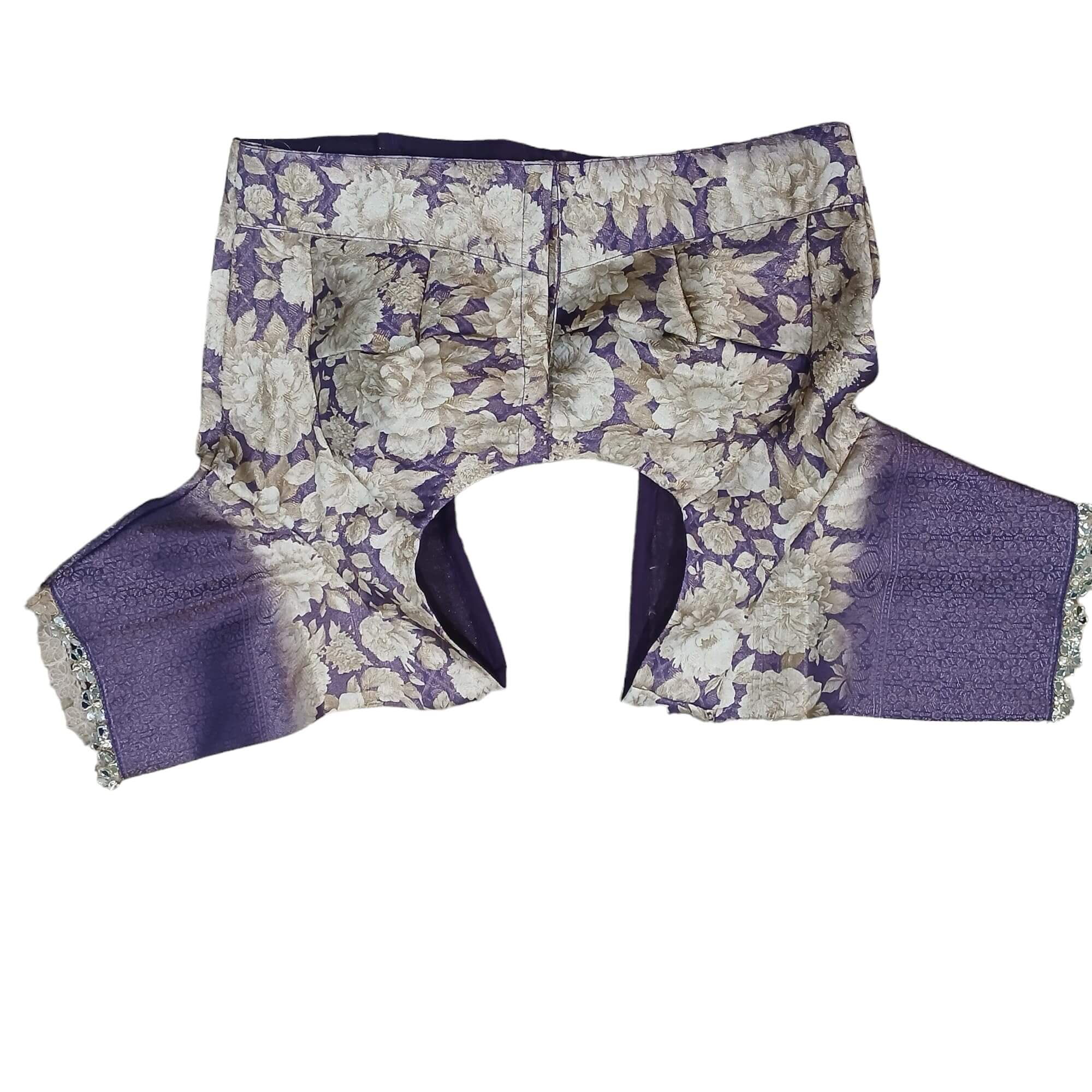 Ta la hi Collections- Elegant Crepe silk with golden lace and Stitched Blouse- Purple/Talahi Collections