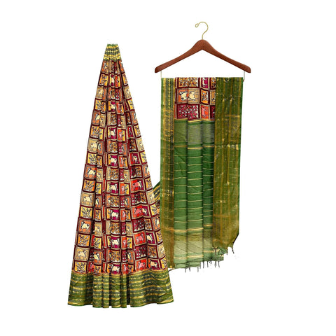 Ta la hi Collections Women's Saree, Soft Art Silk Saree, Indian Traditional Silk Saree for Women, Festival Saree, Wedding Gift Sari -Green/Talahi Collections