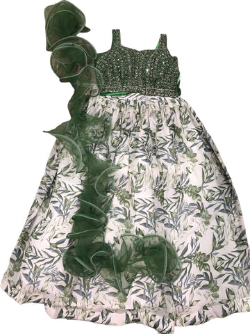 Ta la hi Collections Indian Ready to Wear Women's Embroidered Lehenga Choli for women with ruffle dupatta and heavy stone work blouse/Talahi Collections