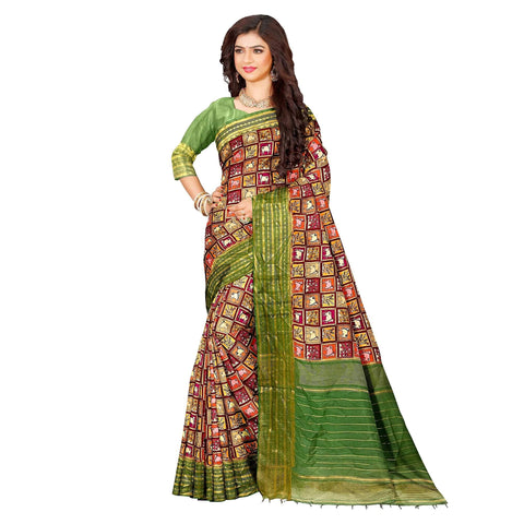 Ta la hi Collections Women's Saree, Soft Art Silk Saree, Indian Traditional Silk Saree for Women, Festival Saree, Wedding Gift Sari -Green/Talahi Collections