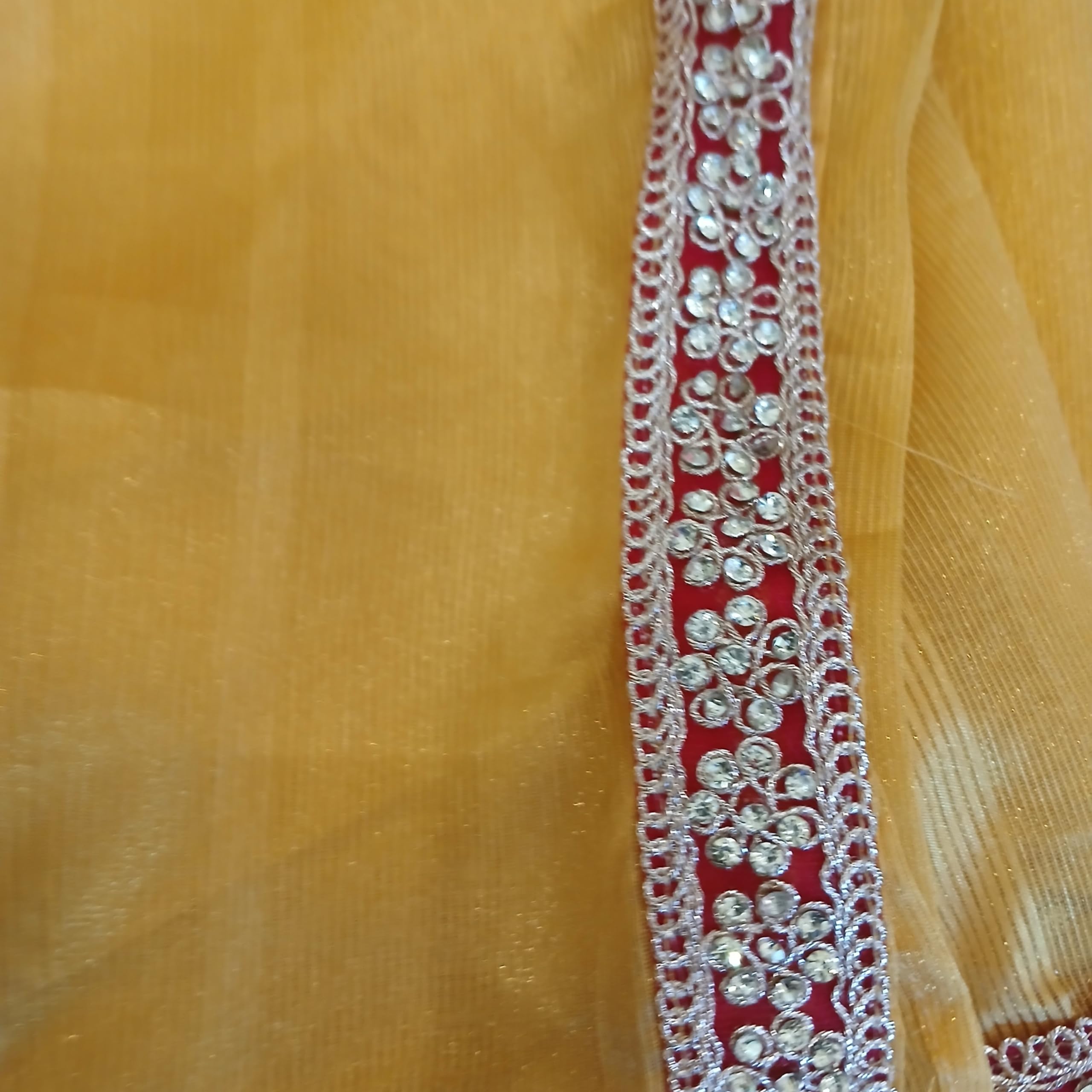 Ta la hi Collections- Elegant Linen silk saree with Red pearl lace border and running blouse- Yellow/Talahi Collections
