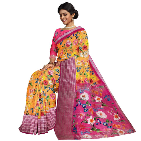 Ta la hi Collections Women's Saree, Soft Art Silk Saree, Indian Traditional Silk Saree for Women, Festival Saree, Wedding Gift Sari -Yellow/Talahi Collections