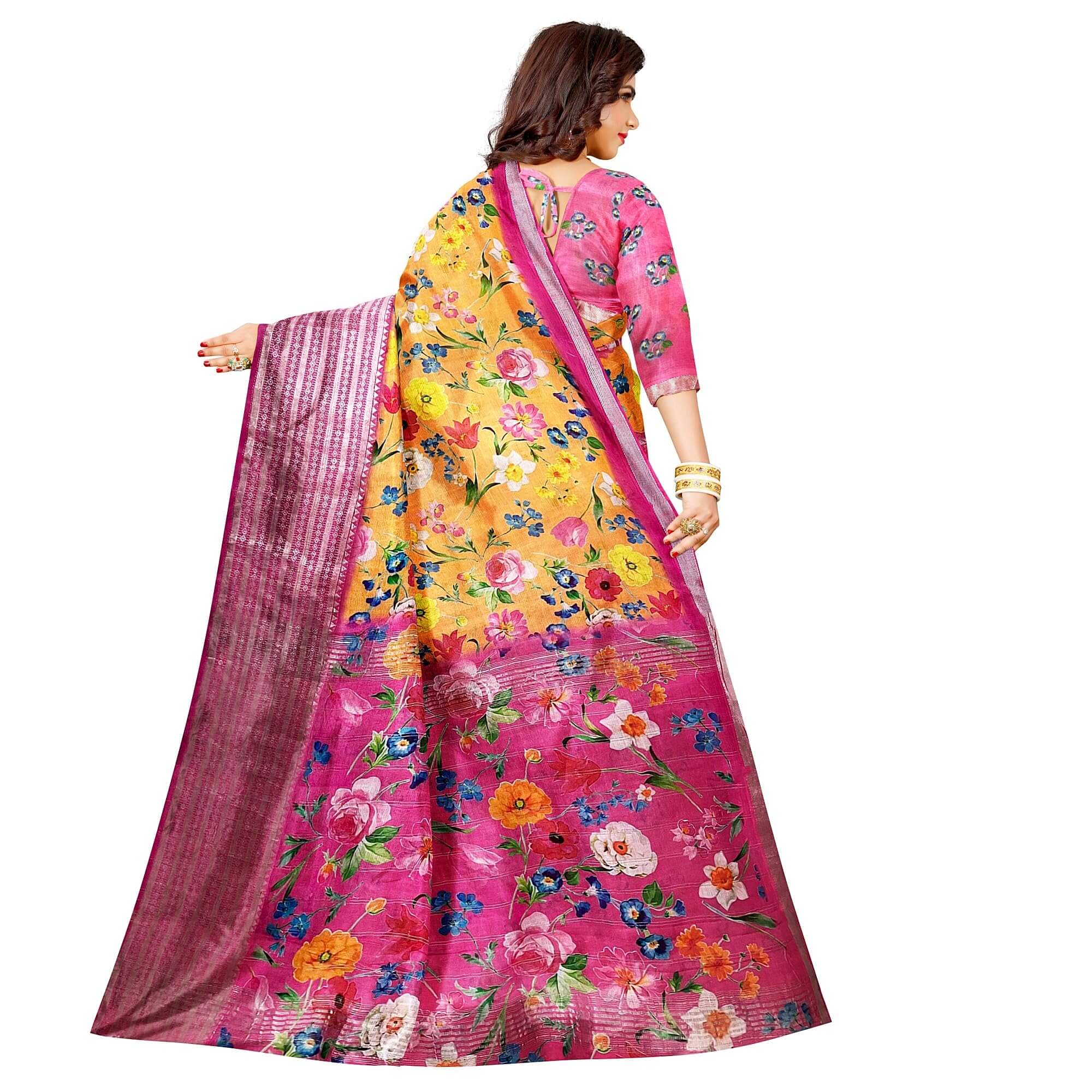 Ta la hi Collections Women's Saree, Soft Art Silk Saree, Indian Traditional Silk Saree for Women, Festival Saree, Wedding Gift Sari -Yellow/Talahi Collections