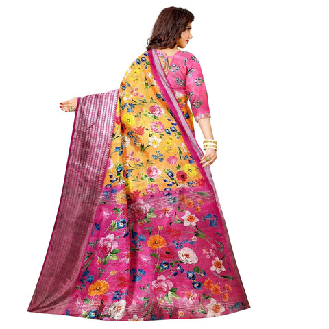 Ta la hi Collections Women's Saree, Soft Art Silk Saree, Indian Traditional Silk Saree for Women, Festival Saree, Wedding Gift Sari -Yellow/Talahi Collections