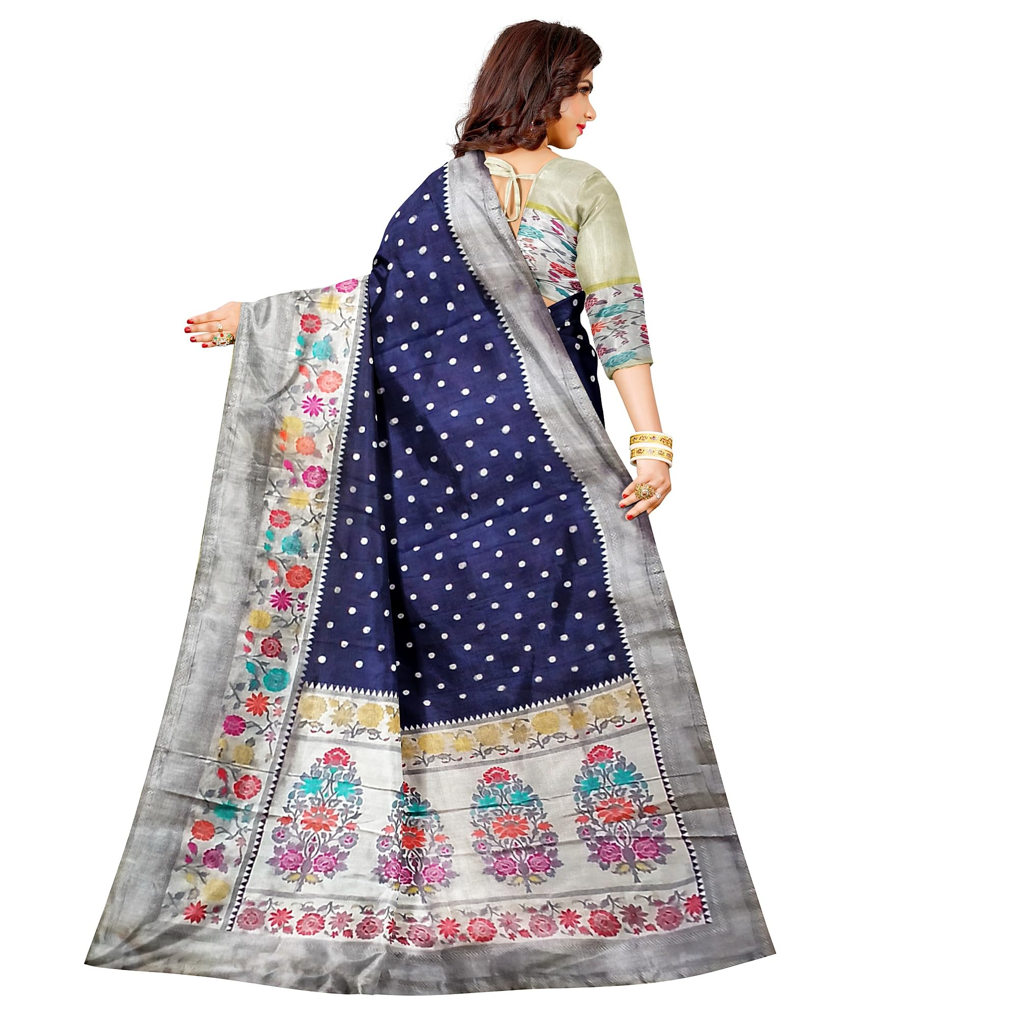 Ta la hi Collections Banarasi Silk Saree for Women, Indian Traditional Women's Silk Saree with Running Blouse and Meenakari Weaving for Wedding Party- Royal Blue/Talahi Collections