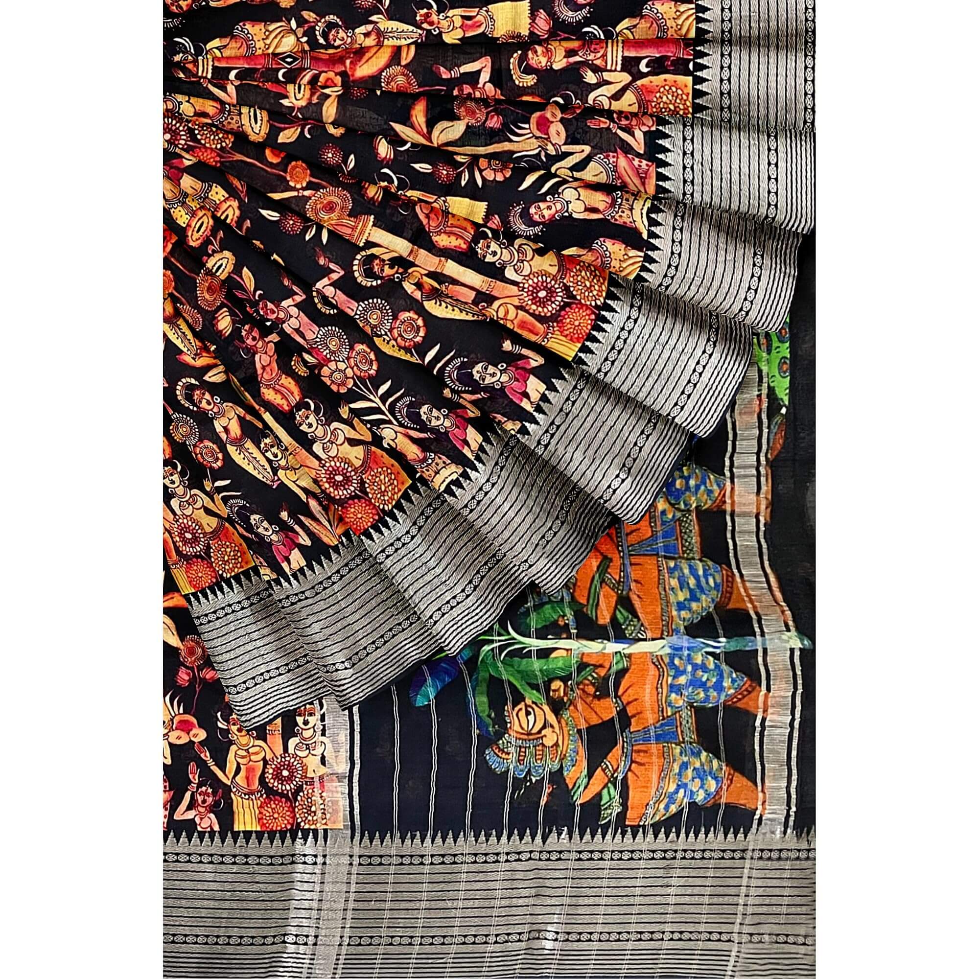 Ta la hi Collections Women's Saree,Hadloom Soft Mangalagiri Silk Saree, Indian Traditional Silk Saree for Women, Festival Saree, Wedding Gift Sari -Black/Talahi Collections