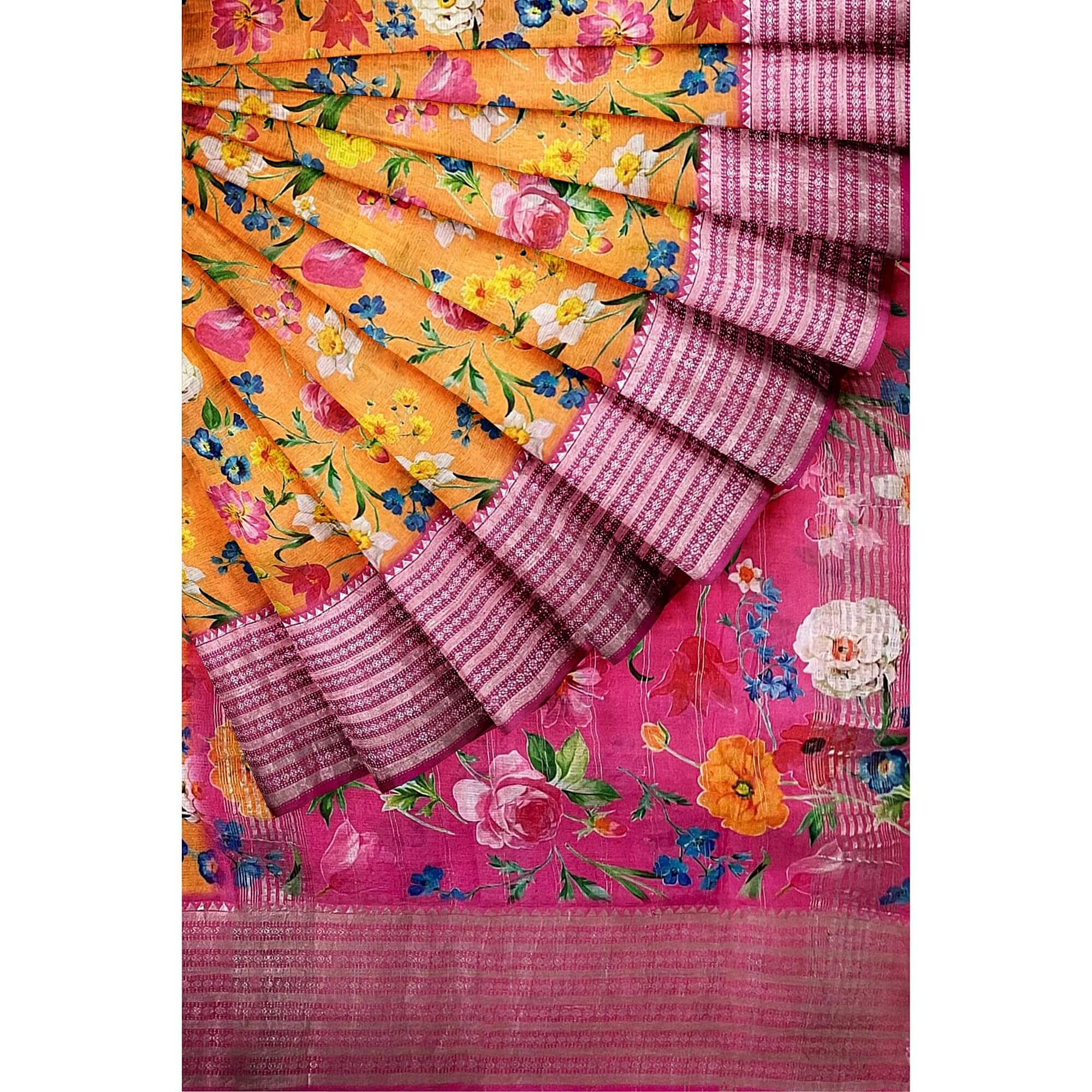 Ta la hi Collections Women's Saree, Soft Art Silk Saree, Indian Traditional Silk Saree for Women, Festival Saree, Wedding Gift Sari -Yellow/Talahi Collections