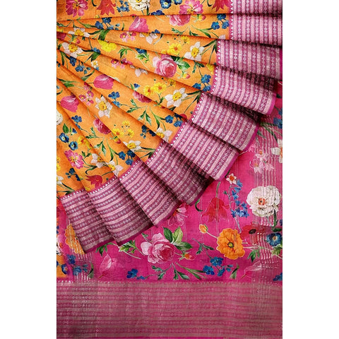 Ta la hi Collections Women's Saree, Soft Art Silk Saree, Indian Traditional Silk Saree for Women, Festival Saree, Wedding Gift Sari -Yellow/Talahi Collections
