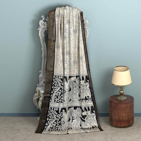 Ta la hi Collections Women's Saree, Soft Art Silk Saree, Indian Traditional Silk Saree for Women, Festival Saree, Wedding Gift Sari -Light Grey/Talahi Collections