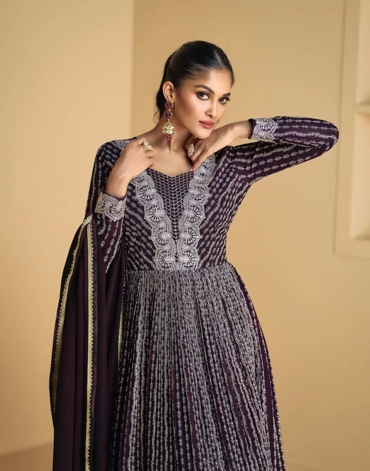 Indian Ethnic Wear Pure Rayon Fabric Anarkali Gowns Style Foil Print Kurtis with Plus Size Available for Indian Pakistani Women/Talahi Collections