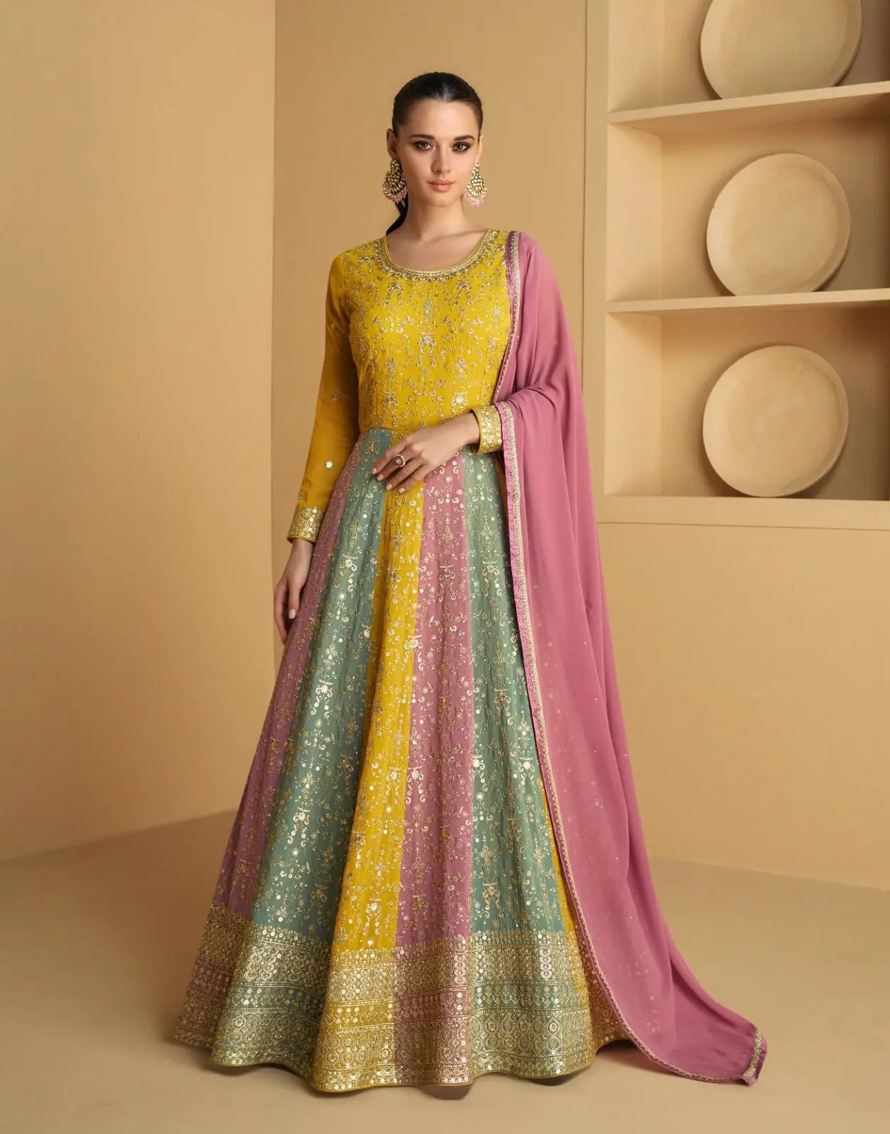 Indian Ethnic Wear Pure Rayon Fabric Anarkali Gowns Style Foil Print Kurtis with Plus Size Available for Indian Pakistani Women/Talahi Collections