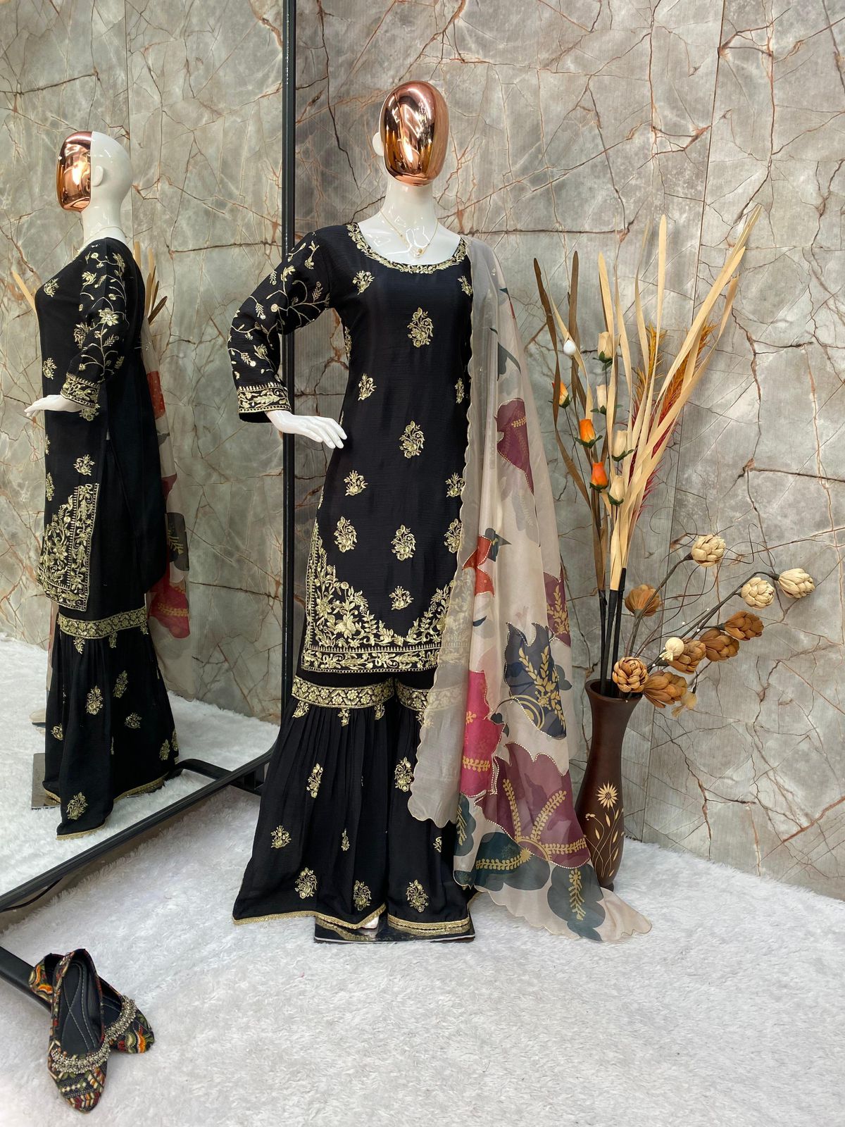Pakistani Readymade Kurta with palazzo and Dupatta Set Salwar kameez