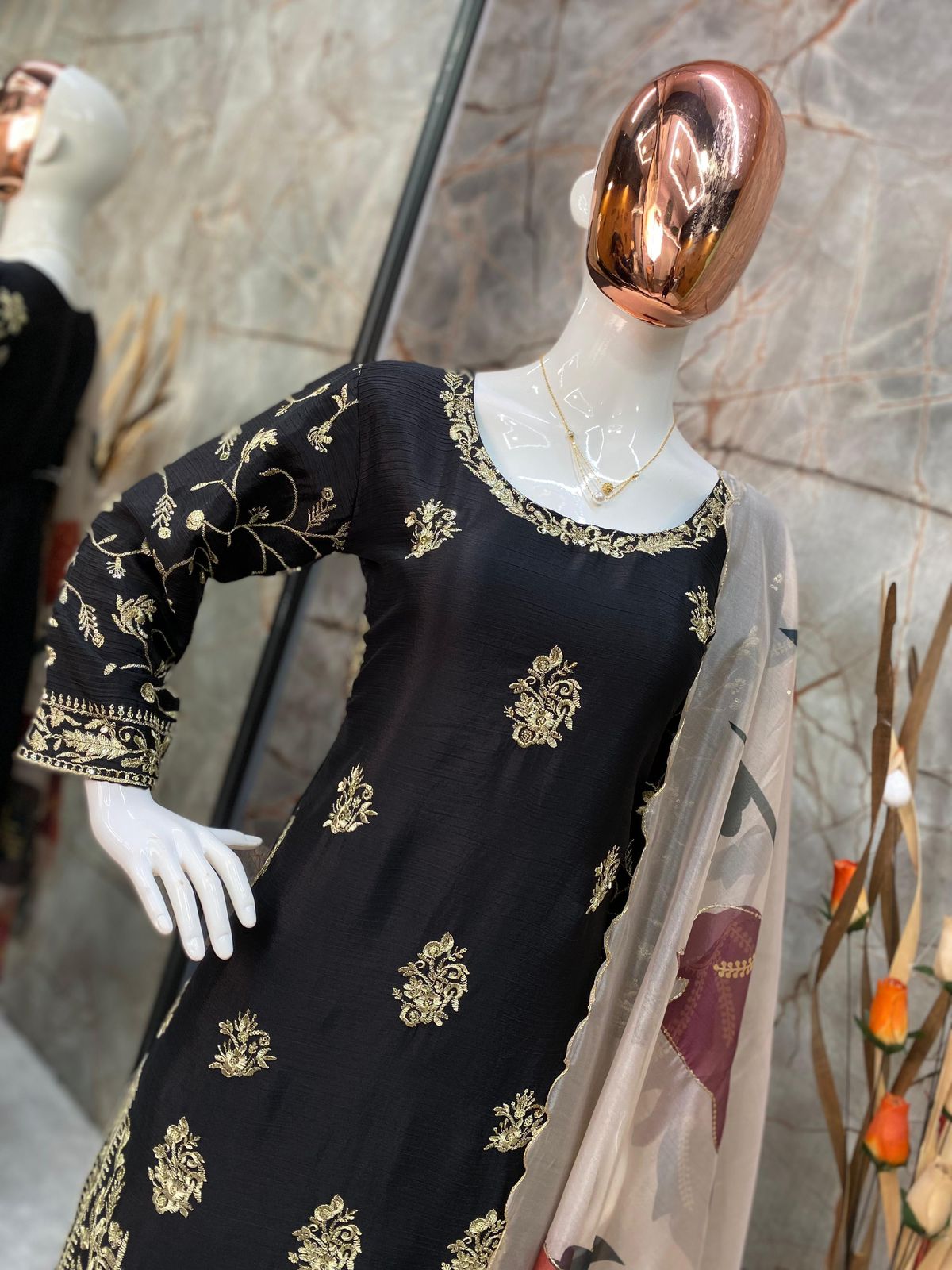 Pakistani Readymade Kurta with palazzo and Dupatta Set Salwar kameez
