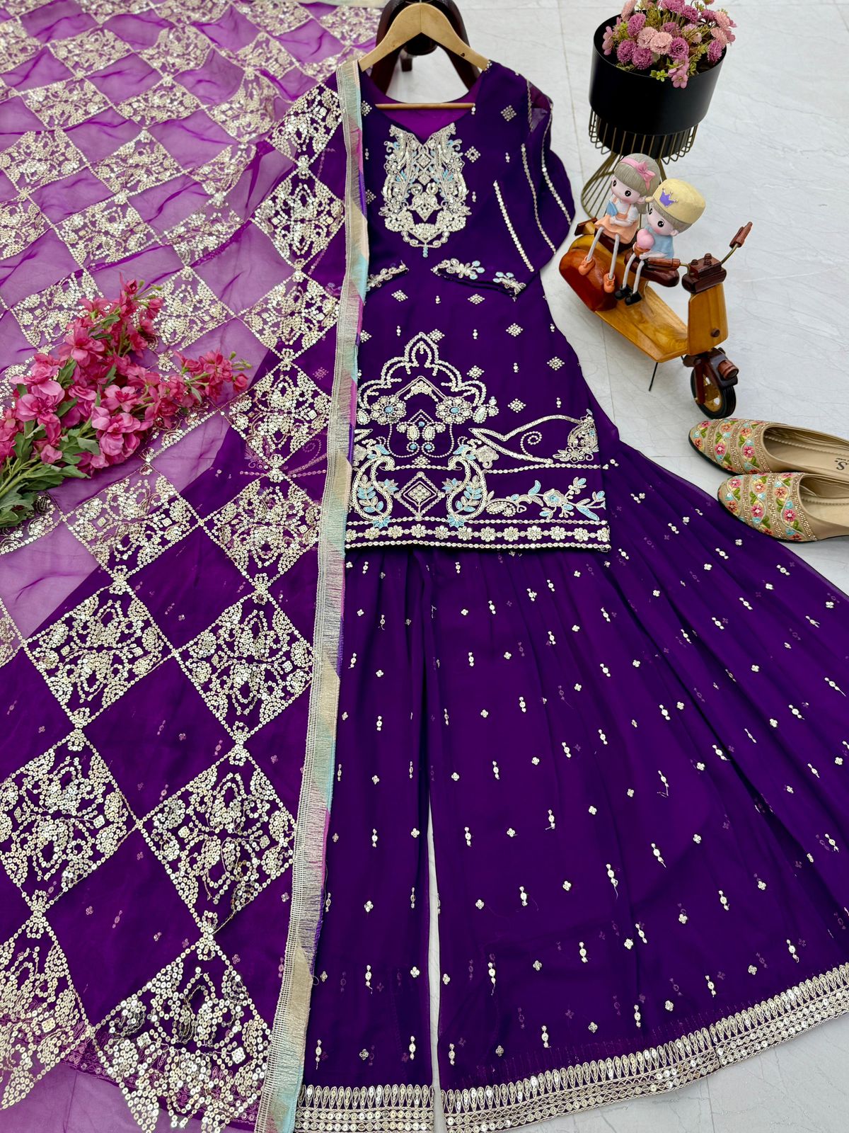Pakistani Readymade Kurta with palazzo and Dupatta Set Salwar kameez