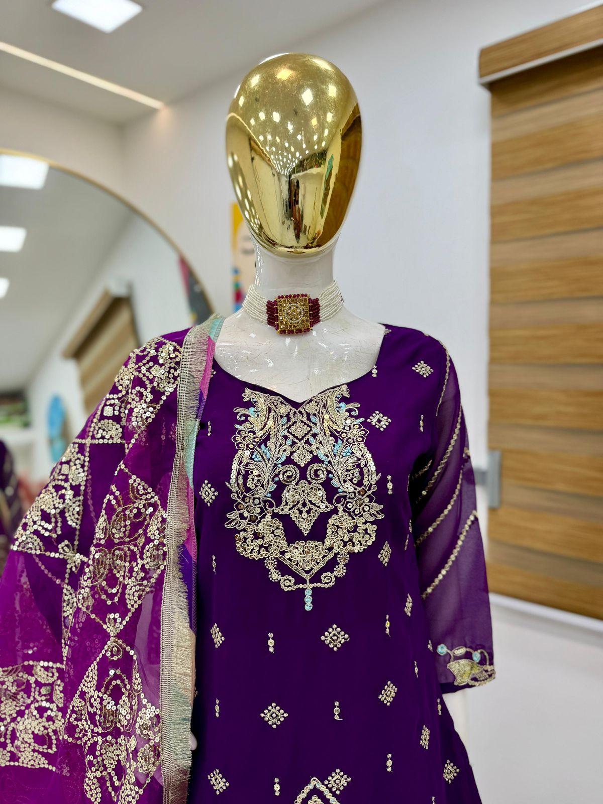 Pakistani Readymade Kurta with palazzo and Dupatta Set Salwar kameez