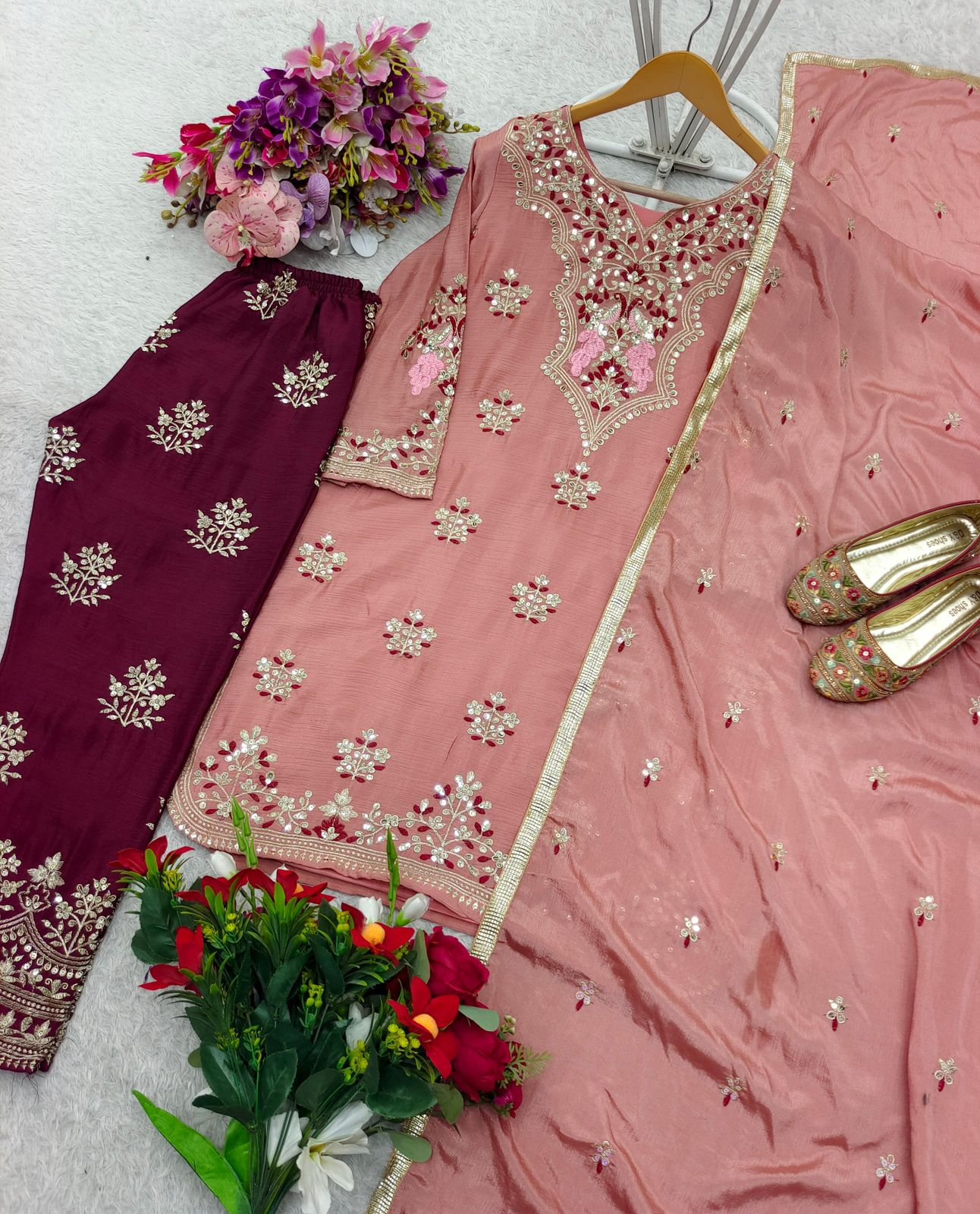 Pakistani Readymade Kurta with palazzo and Dupatta Set Salwar kameez
