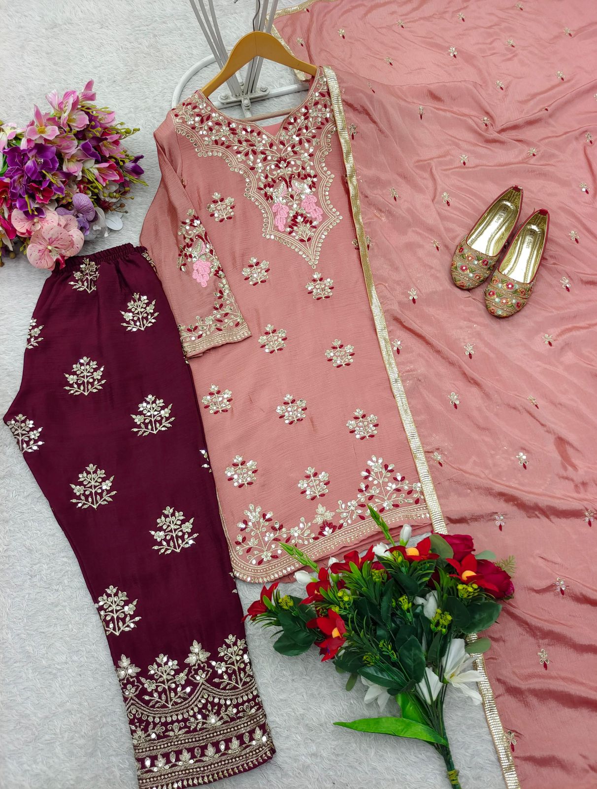 Pakistani Readymade Kurta with palazzo and Dupatta Set Salwar kameez