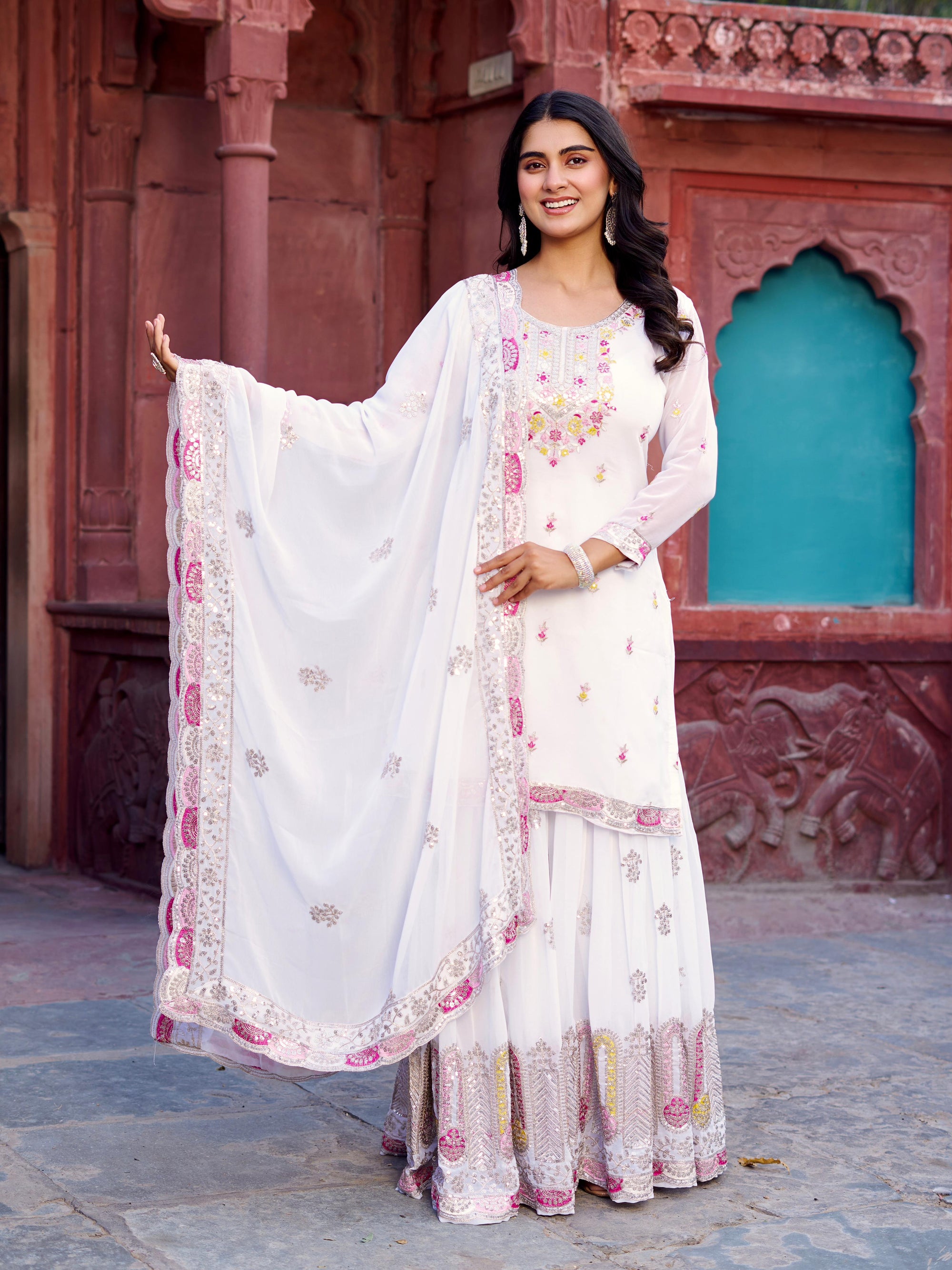 Pakistani Readymade Kurta with palazzo and Dupatta Set Salwar kameez