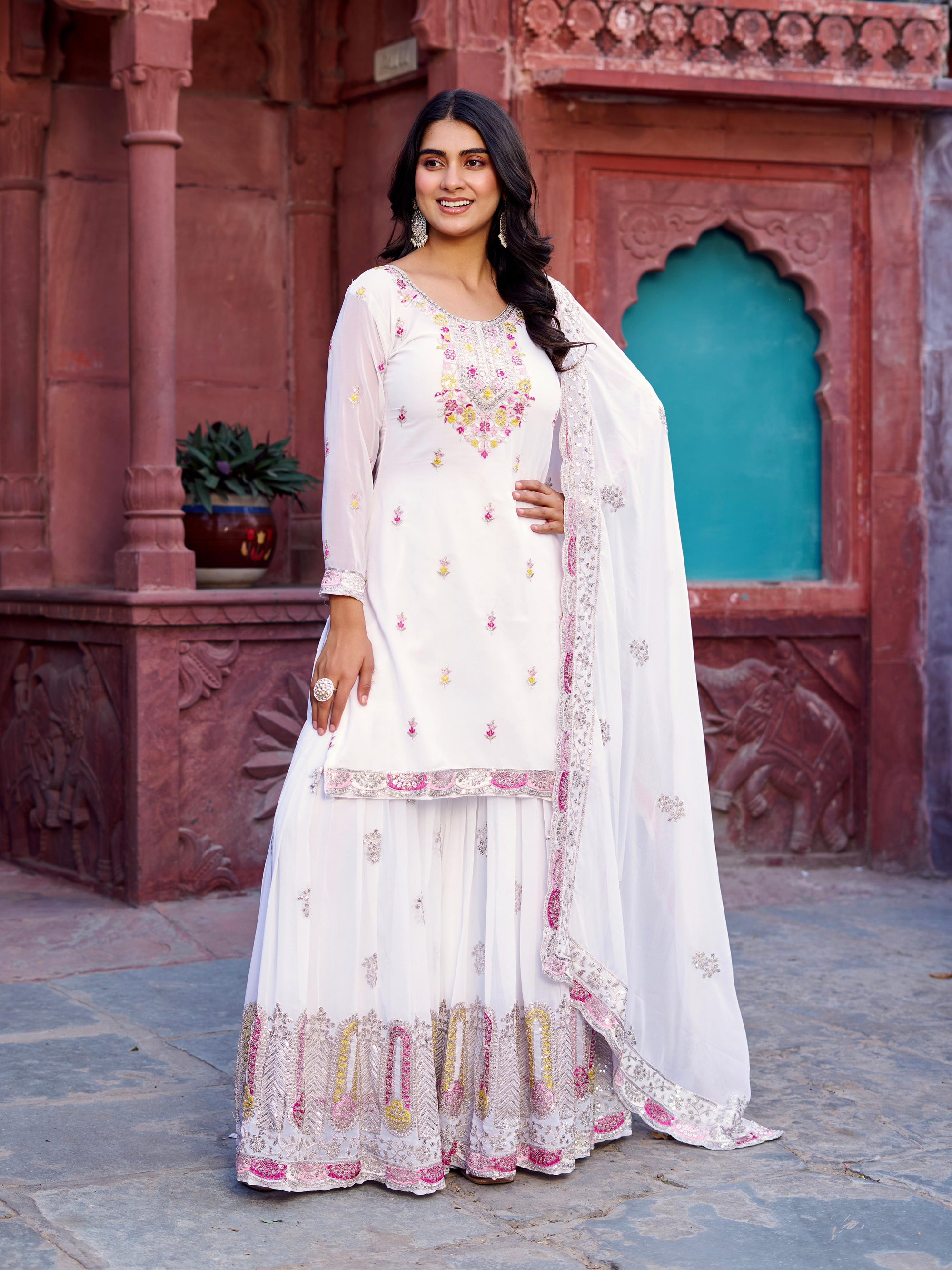 Pakistani Readymade Kurta with palazzo and Dupatta Set Salwar kameez