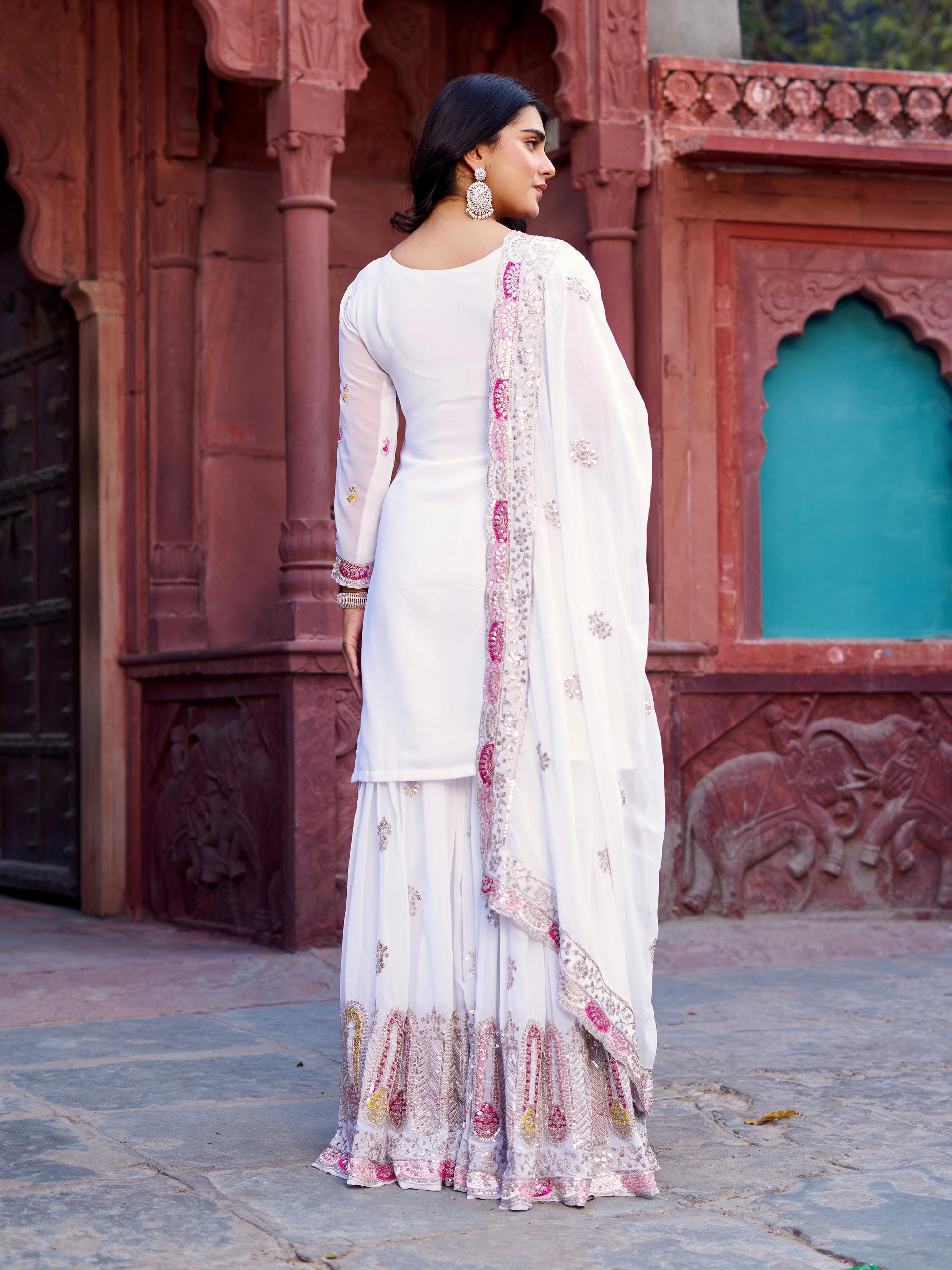 Pakistani Readymade Kurta with palazzo and Dupatta Set Salwar kameez