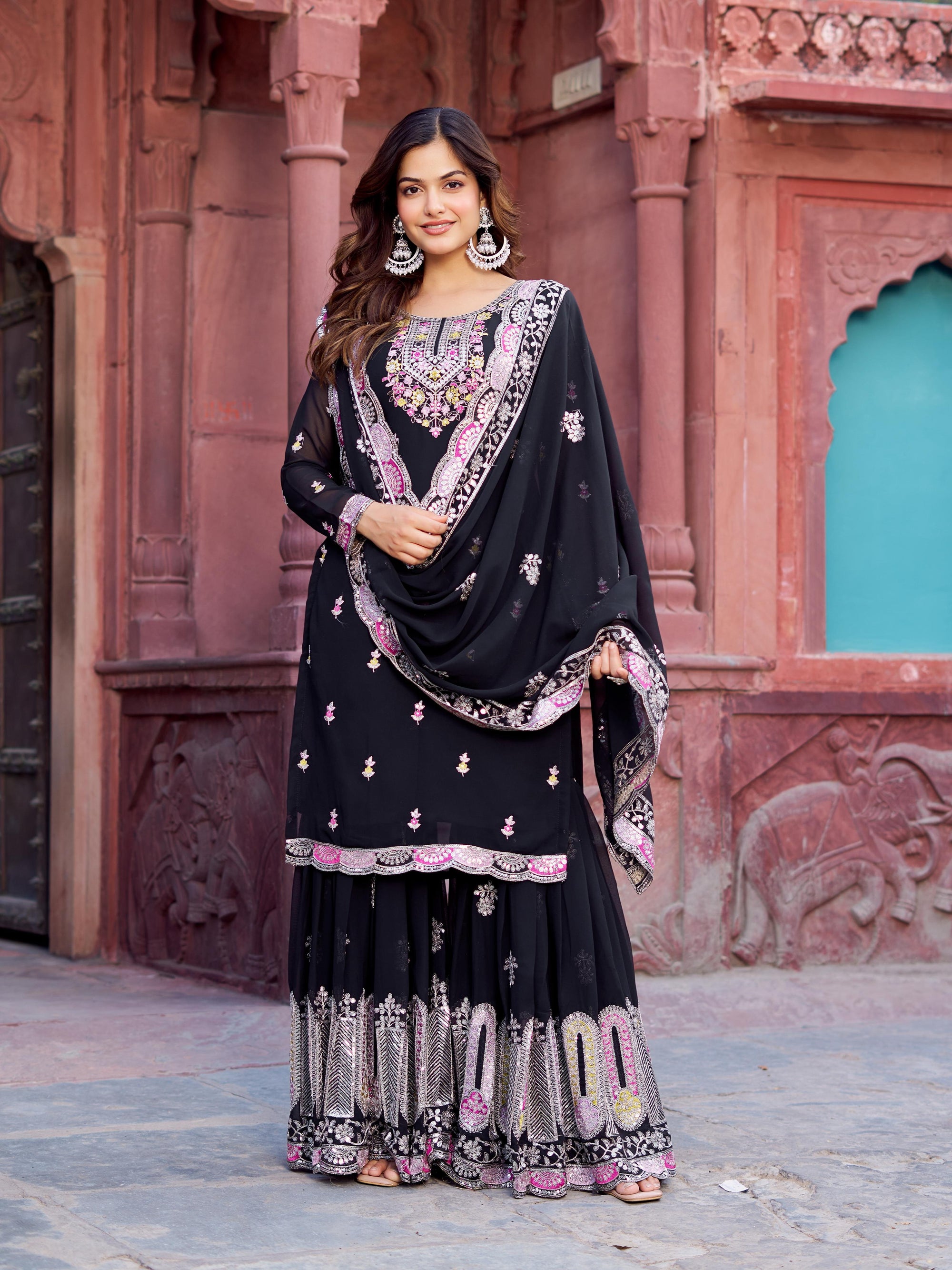Pakistani Readymade Kurta with palazzo and Dupatta Set Salwar kameez