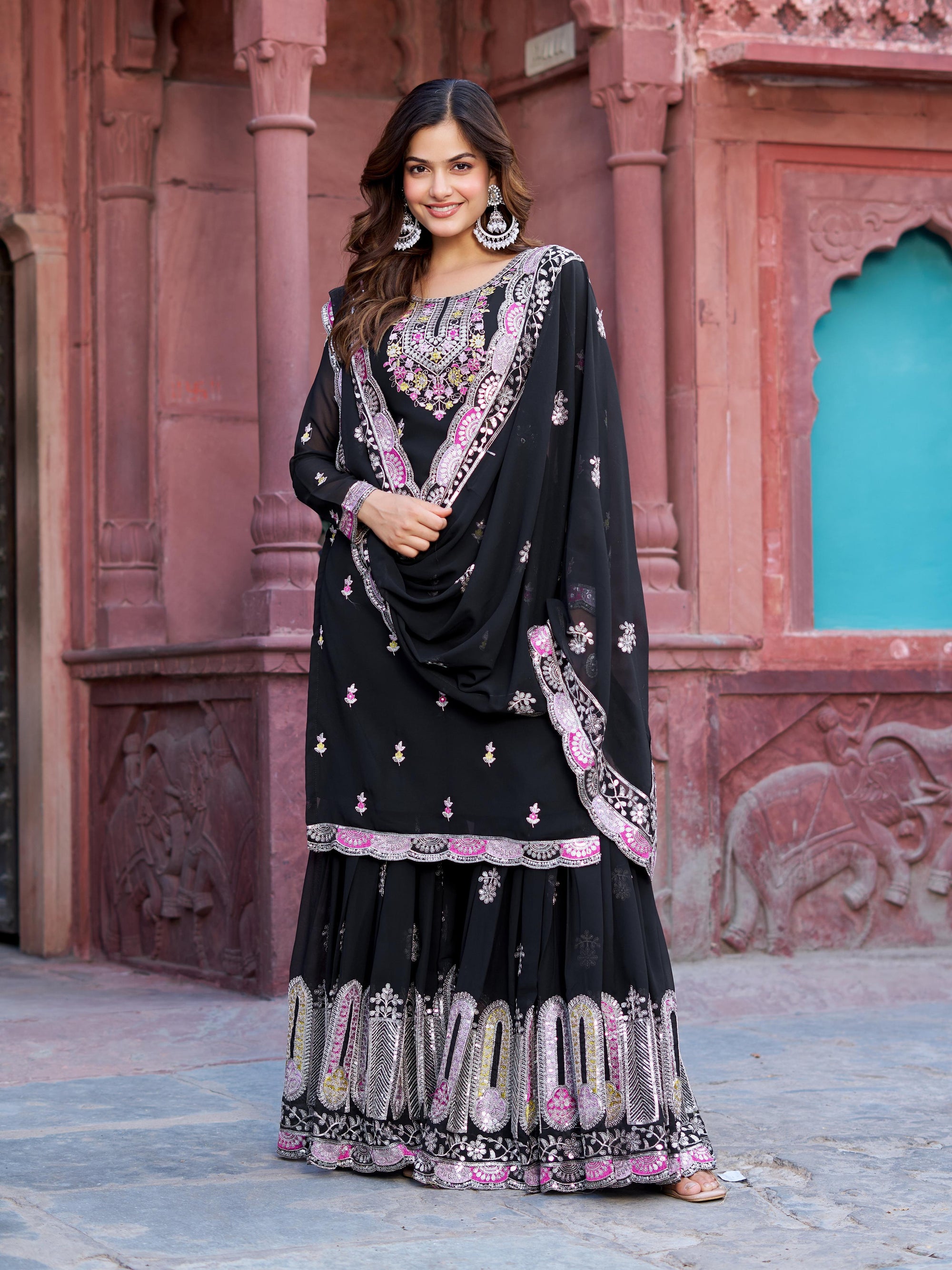 Pakistani Readymade Kurta with palazzo and Dupatta Set Salwar kameez