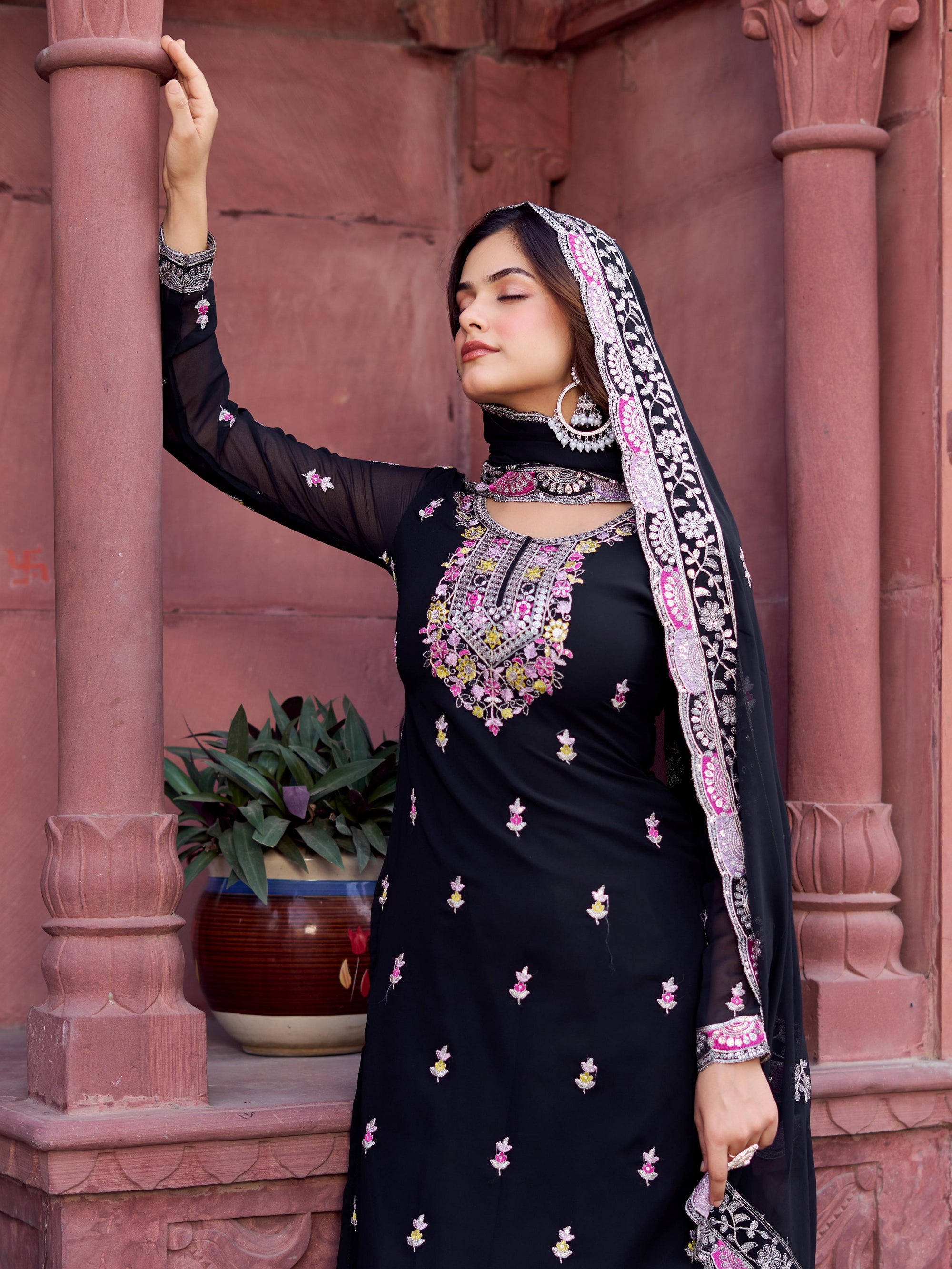 Pakistani Readymade Kurta with palazzo and Dupatta Set Salwar kameez