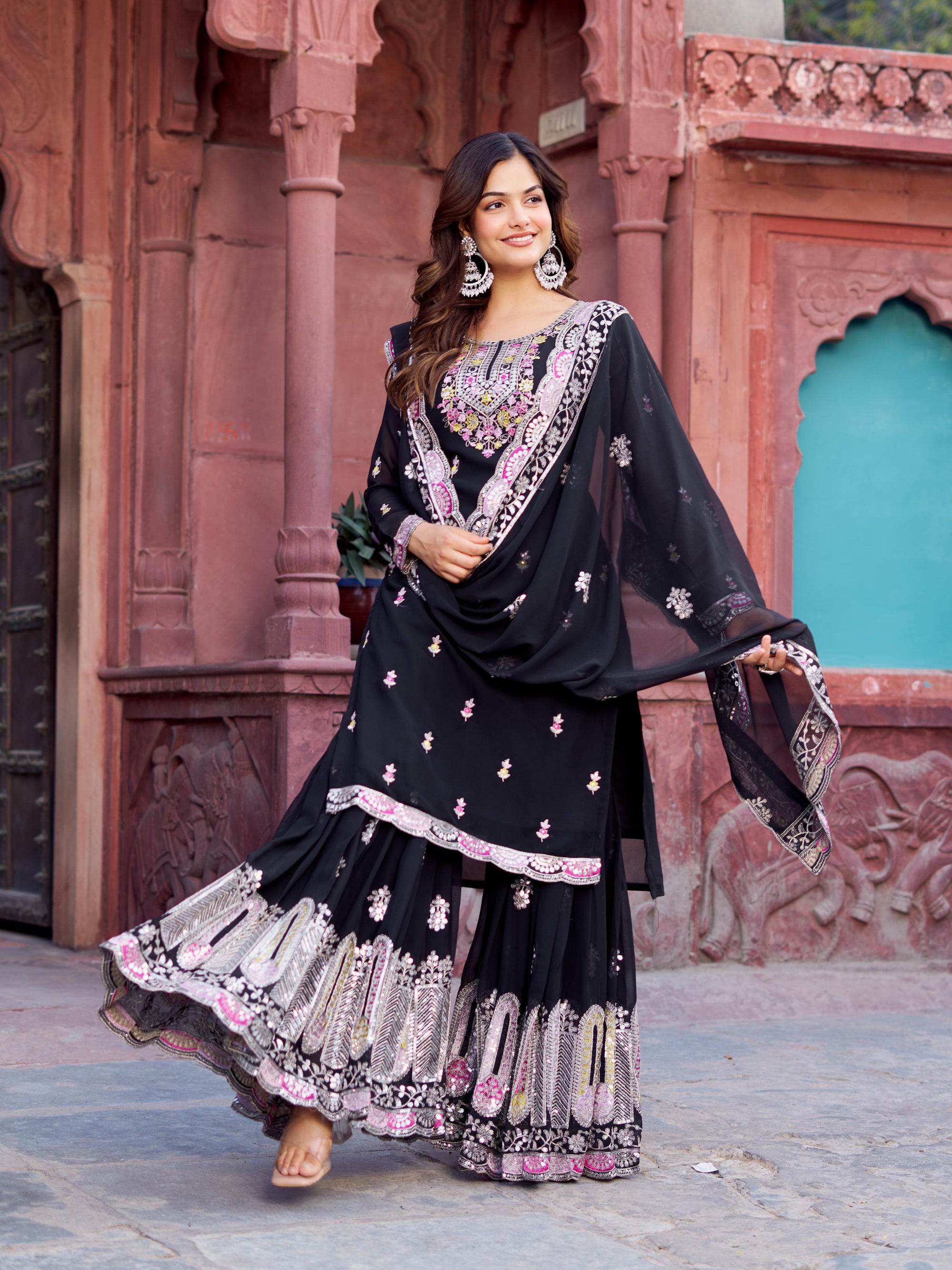 Pakistani Readymade Kurta with palazzo and Dupatta Set Salwar kameez