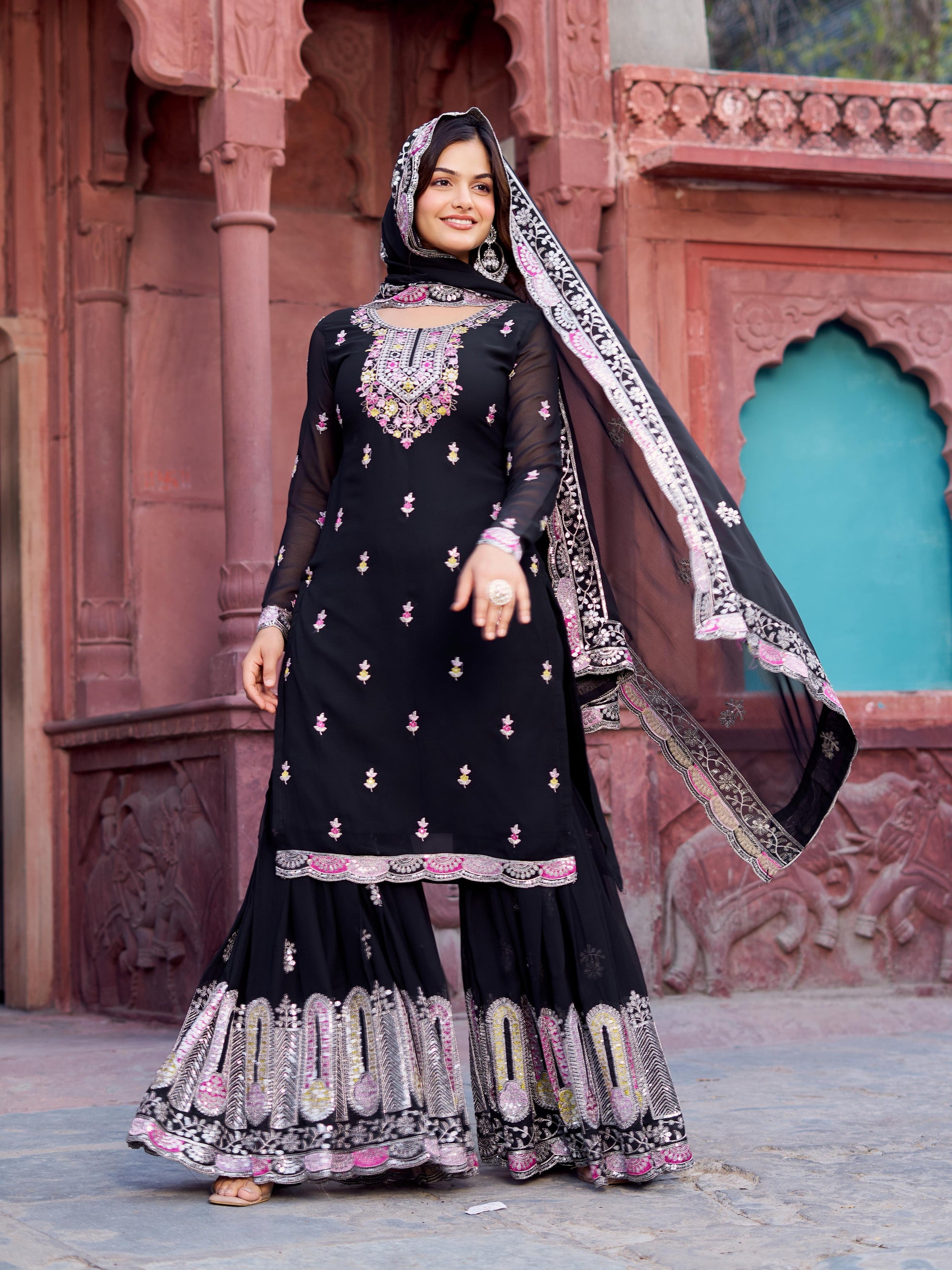 Pakistani Readymade Kurta with palazzo and Dupatta Set Salwar kameez