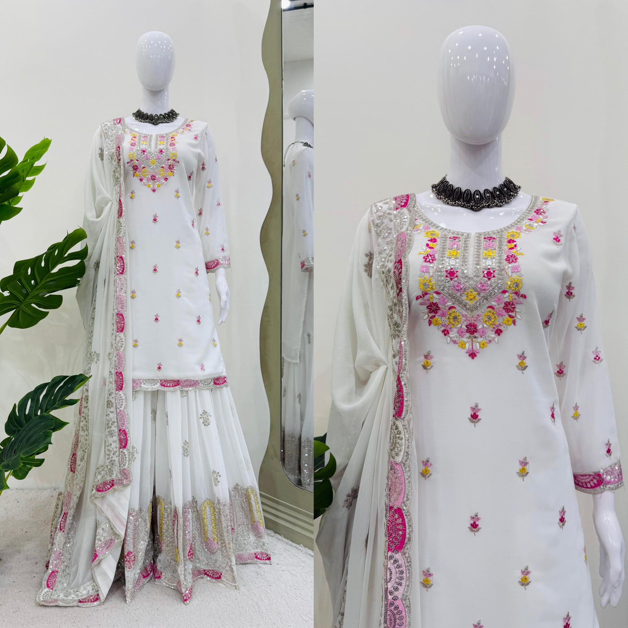 Pakistani Readymade Kurta with palazzo and Dupatta Set Salwar kameez