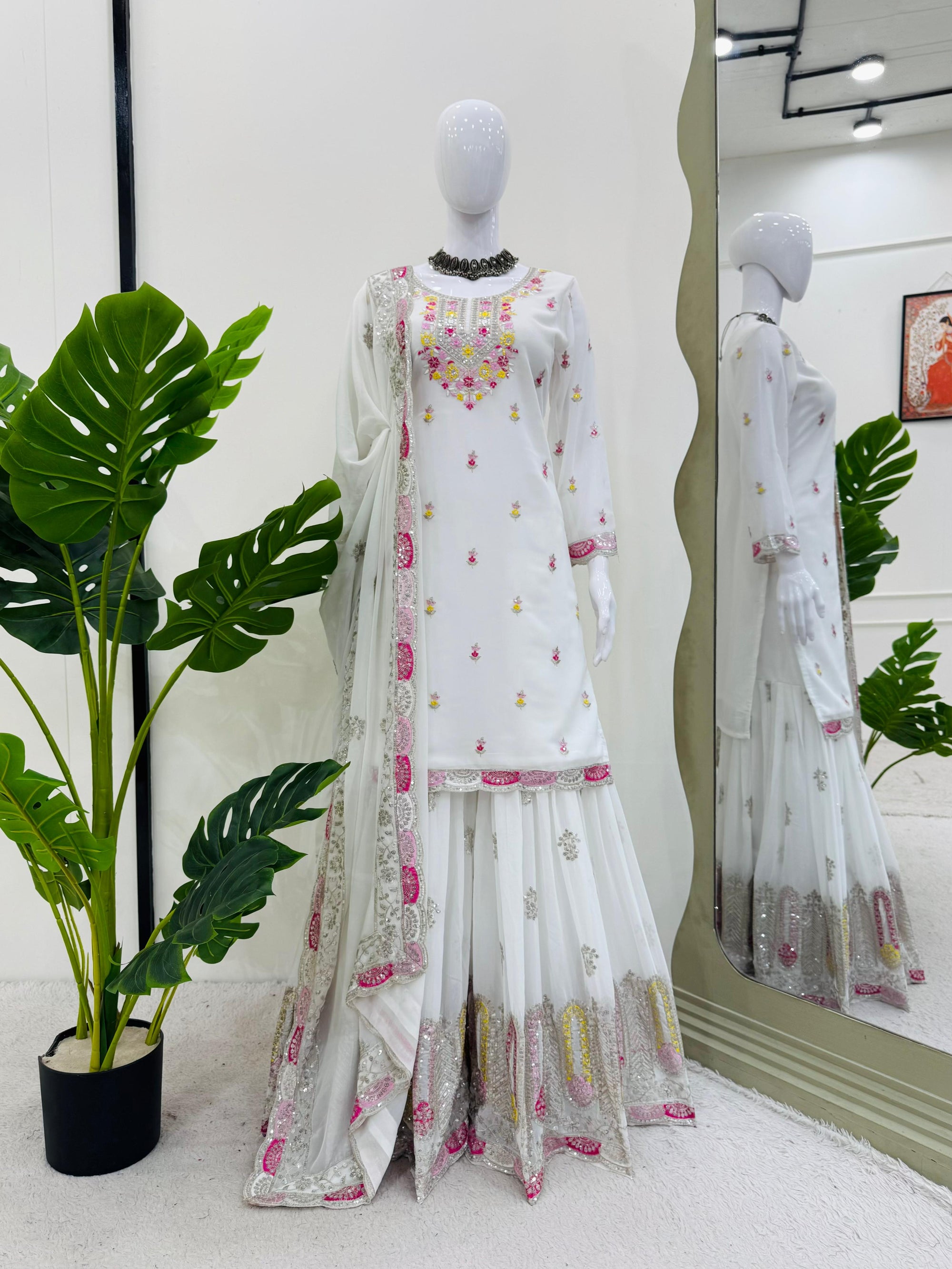 Pakistani Readymade Kurta with palazzo and Dupatta Set Salwar kameez