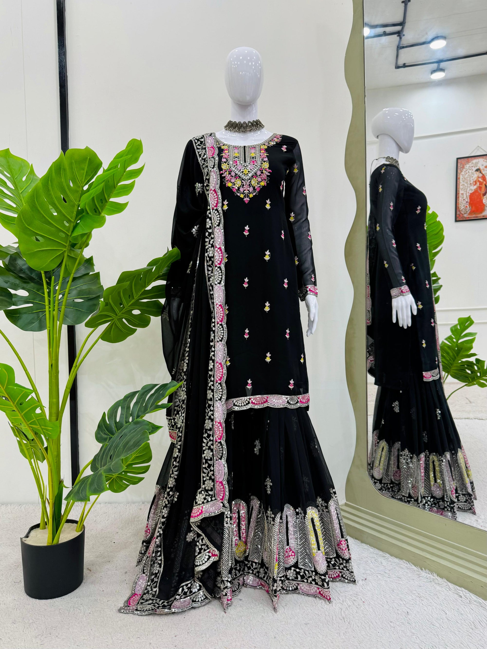 Pakistani Readymade Kurta with palazzo and Dupatta Set Salwar kameez