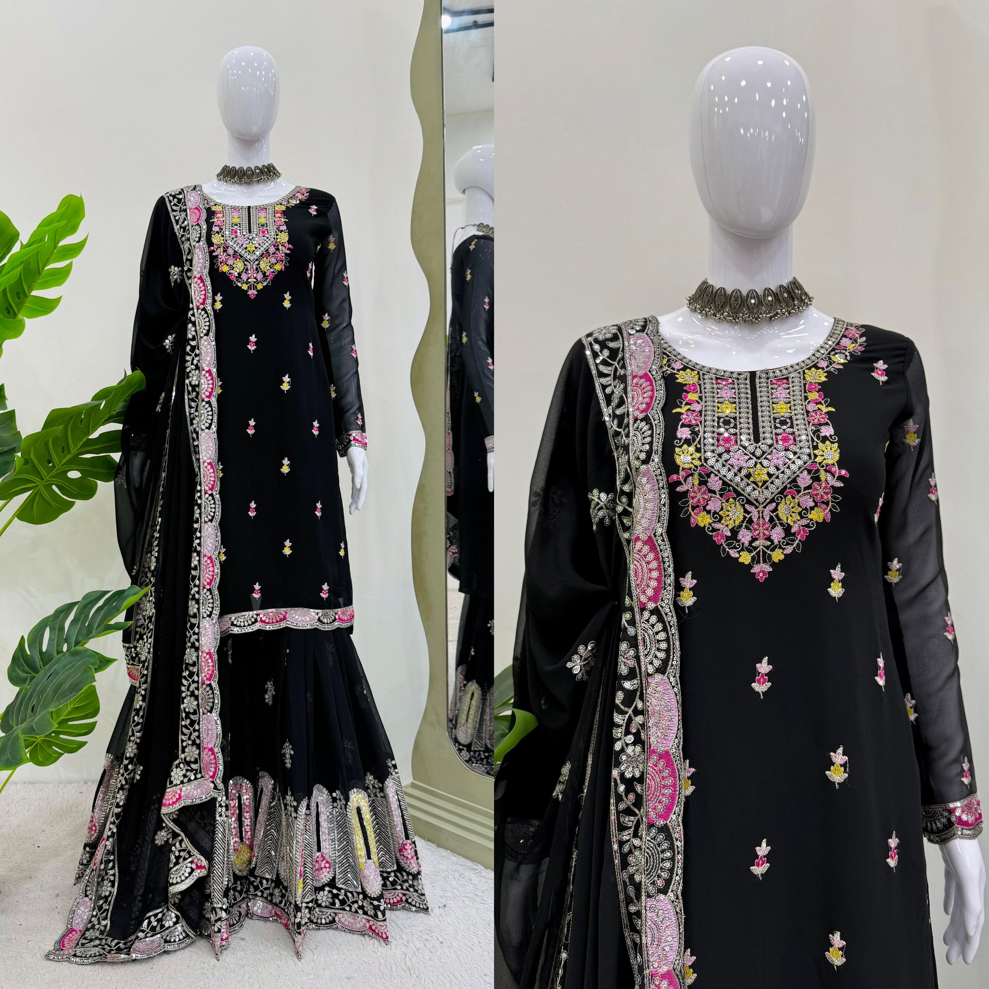 Pakistani Readymade Kurta with palazzo and Dupatta Set Salwar kameez