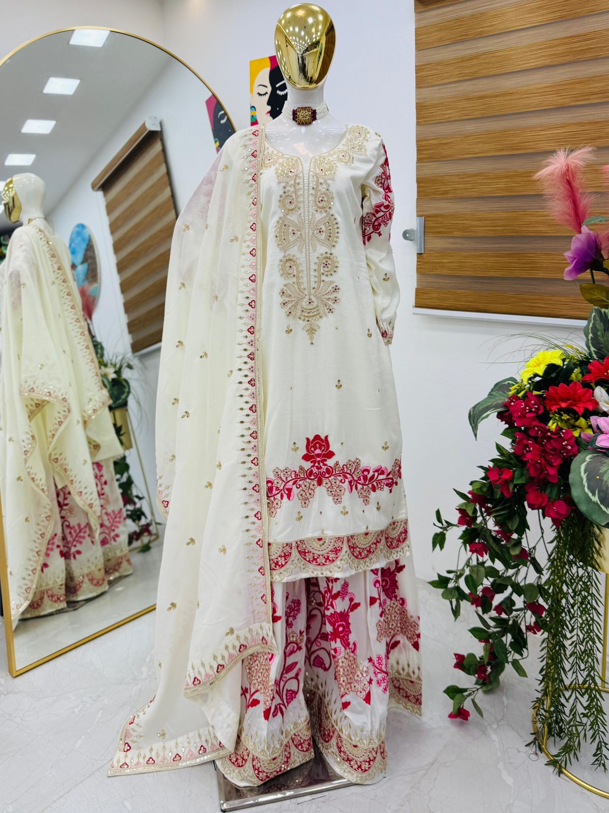 Pakistani Readymade Kurta with palazzo and Dupatta Set Salwar kameez