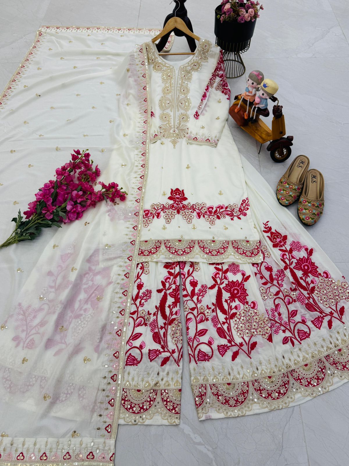 Pakistani Readymade Kurta with palazzo and Dupatta Set Salwar kameez