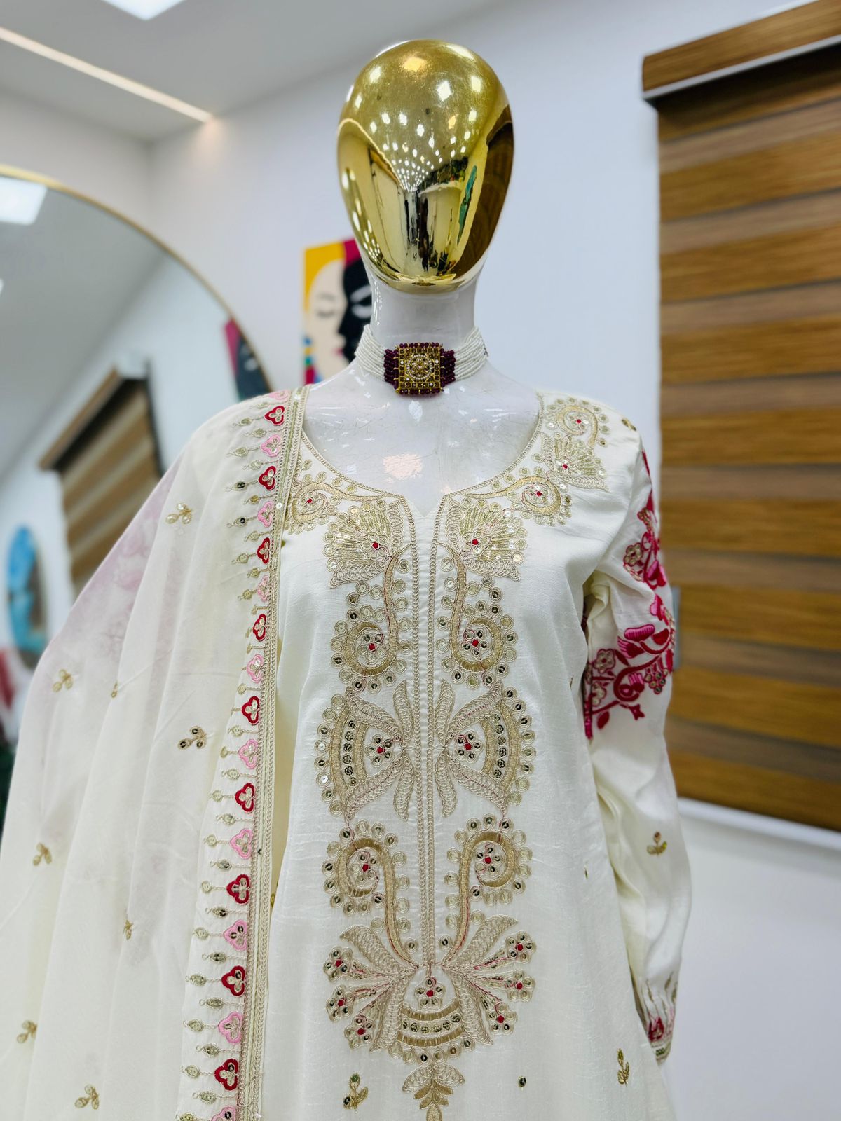 Pakistani Readymade Kurta with palazzo and Dupatta Set Salwar kameez
