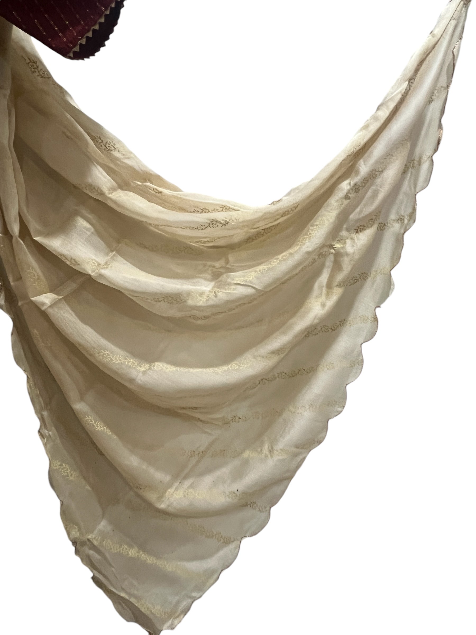 Generic Ta la hi Collections Elegant Satin Silk saree with running blouse-Cream/Talahi Collections