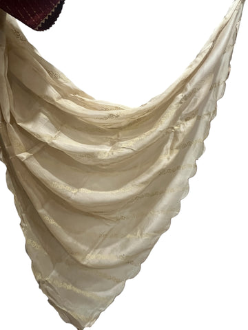 Generic Ta la hi Collections Elegant Satin Silk saree with running blouse-Cream/Talahi Collections