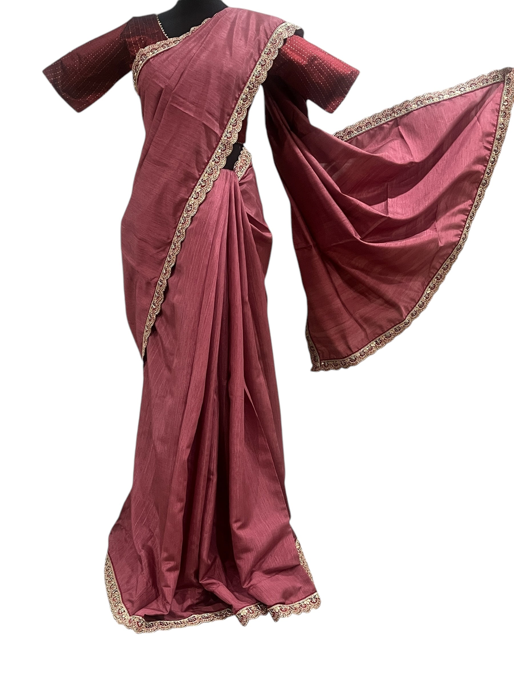 Generic Ta la hi Collections Elegant SpunSilk saree -Onion Pink/Talahi Collections