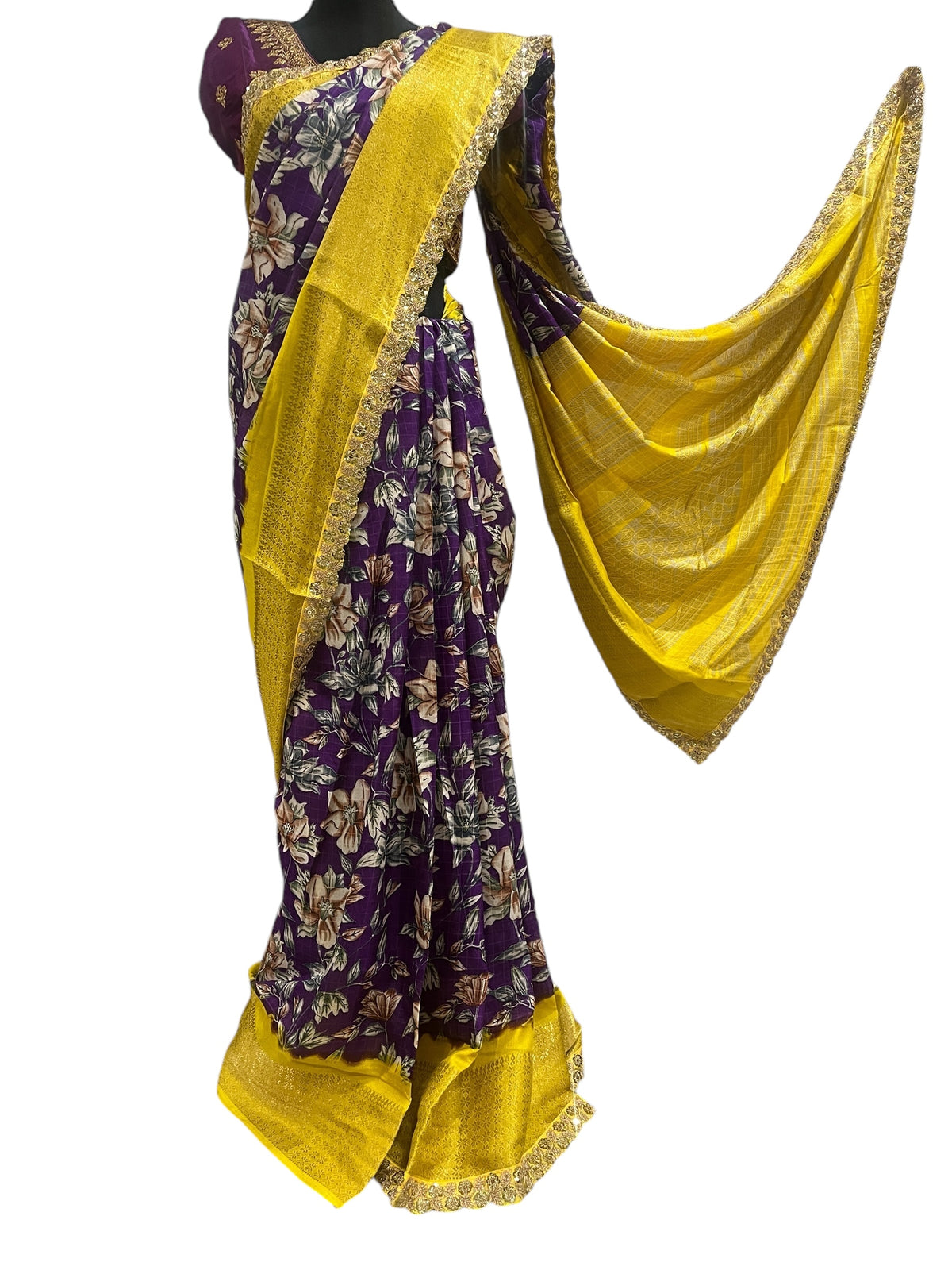 Generic Ta la hi Collections Elegant Dola Silk saree with running blouse- Purple/Talahi Collections