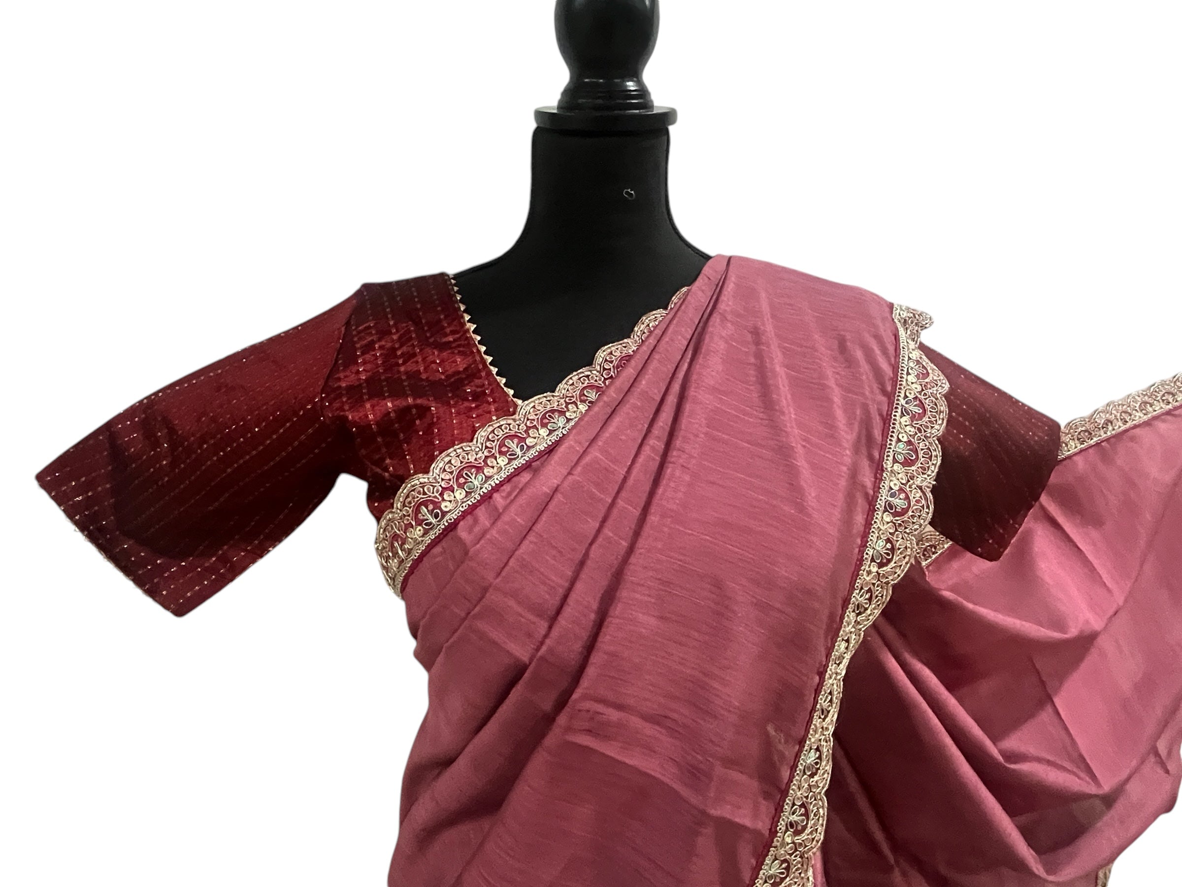 Generic Ta la hi Collections Elegant SpunSilk saree -Onion Pink/Talahi Collections