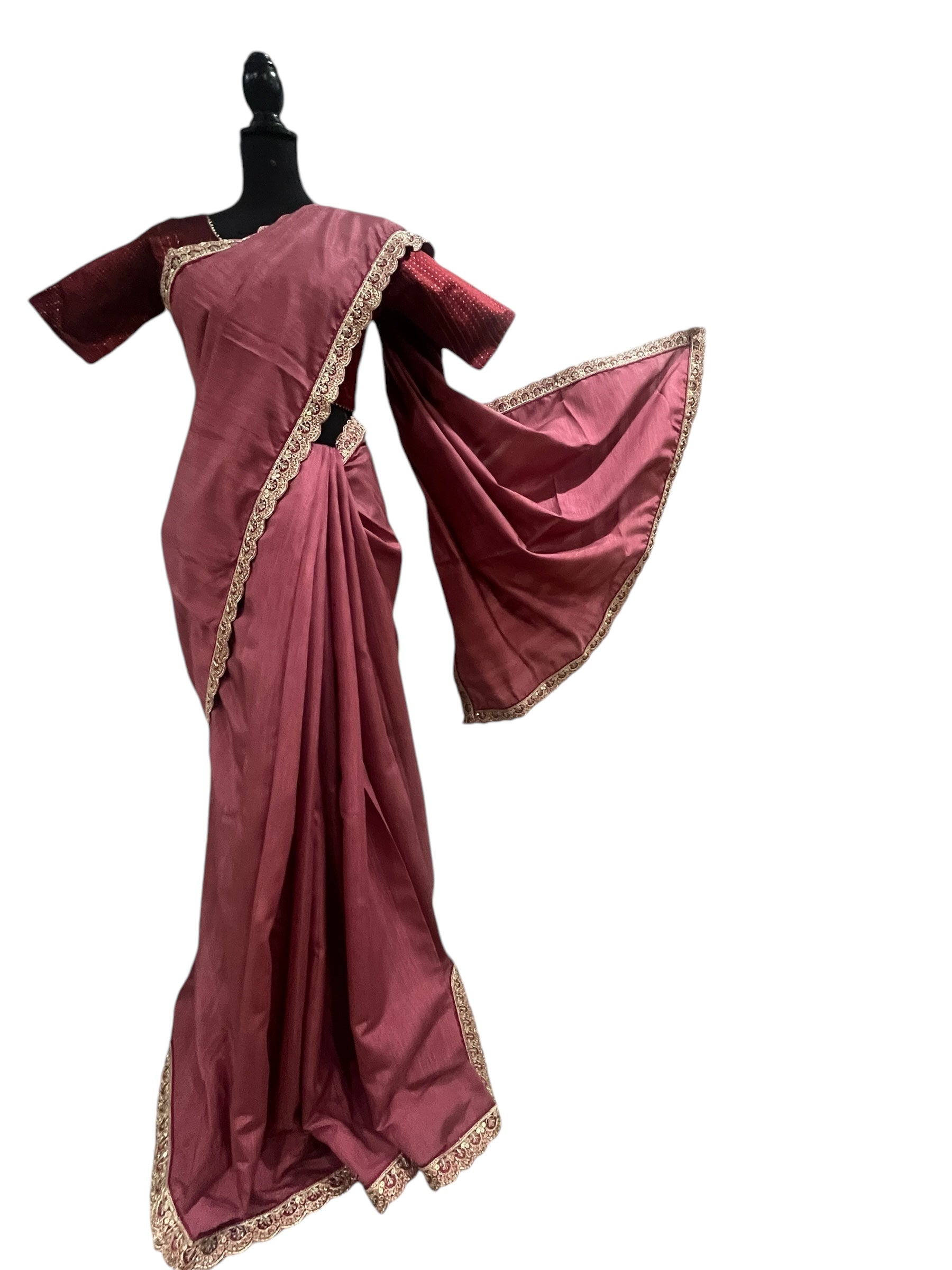 Generic Ta la hi Collections Elegant SpunSilk saree -Onion Pink/Talahi Collections