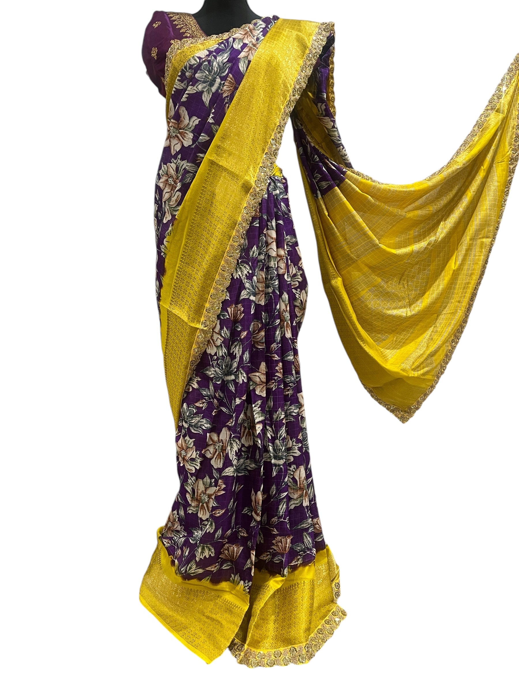 Generic Ta la hi Collections Elegant Dola Silk saree with running blouse- Purple/Talahi Collections
