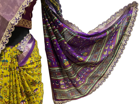Generic Ta la hi Collections Elegant Dola Silk saree with running blouse- Yellow/Talahi Collections