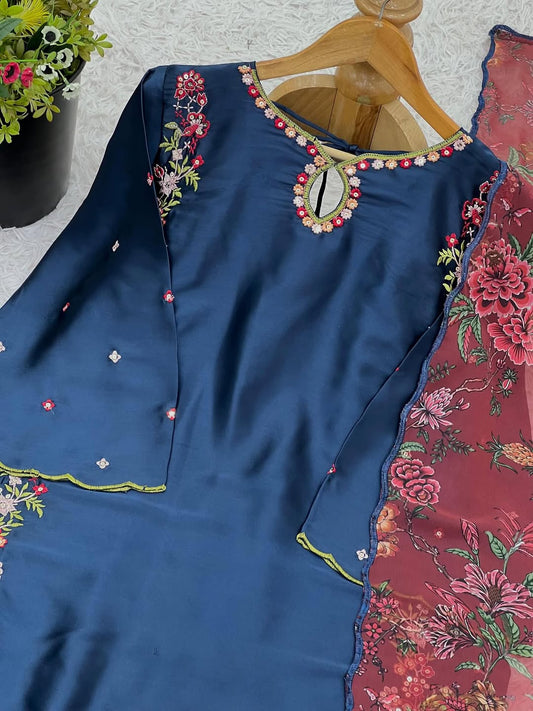 Pakistani Readymade Kurta with palazzo and Dupatta Set Salwar kameez